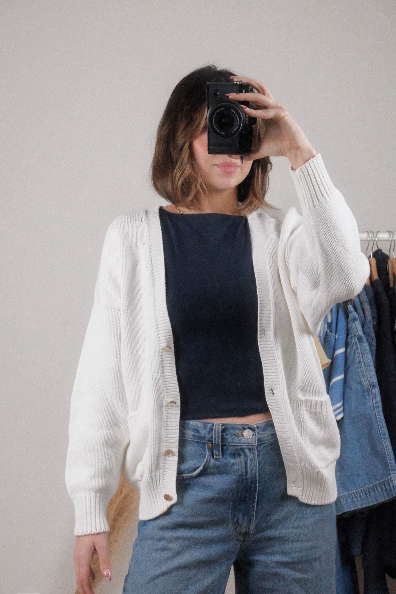 Vintage x Chunky Knit Cotton Cardigan (M)
