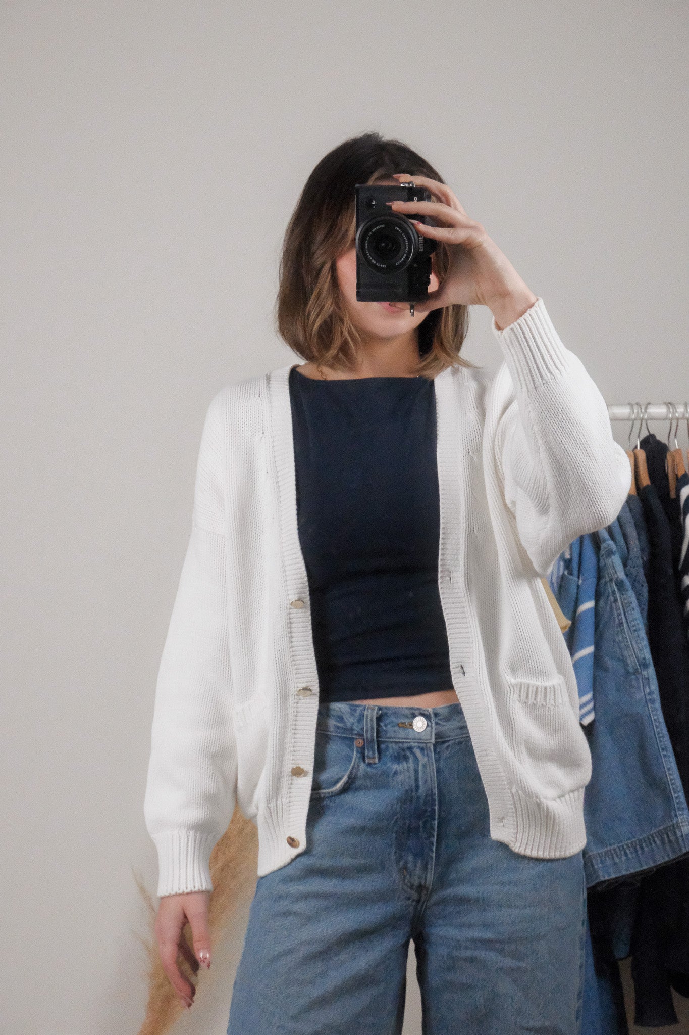 Vintage x Chunky Knit Cotton Cardigan (M)