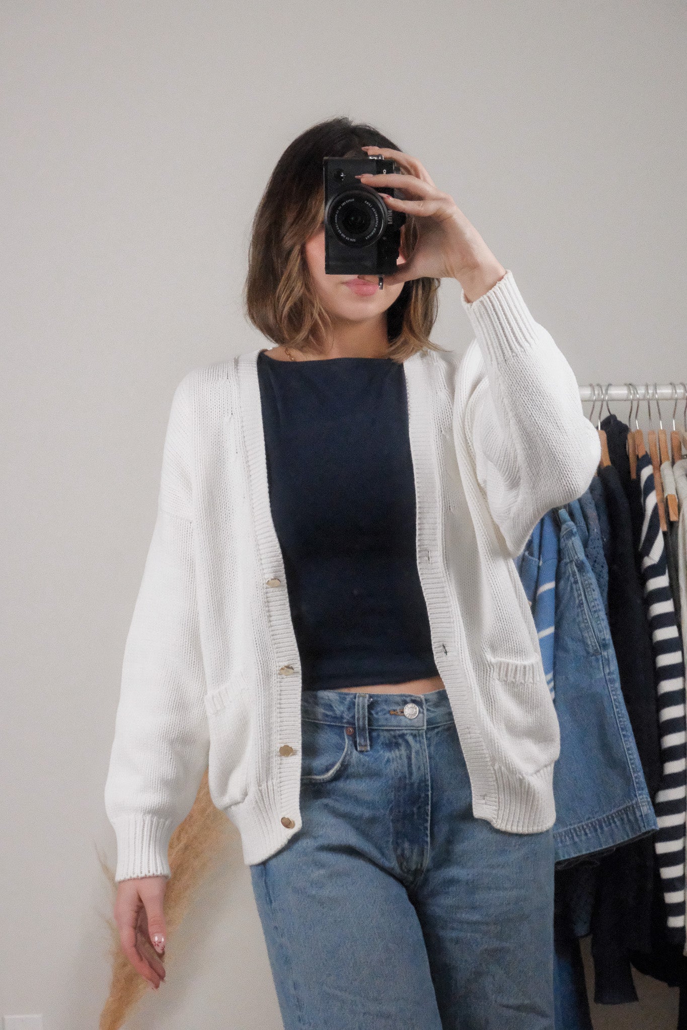 Vintage x Chunky Knit Cotton Cardigan (M)
