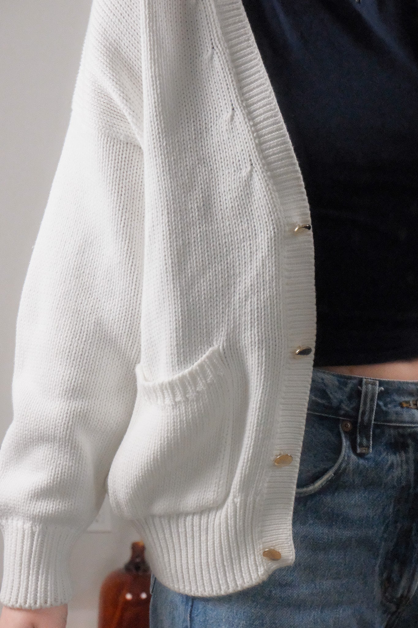 Vintage x Chunky Knit Cotton Cardigan (M)