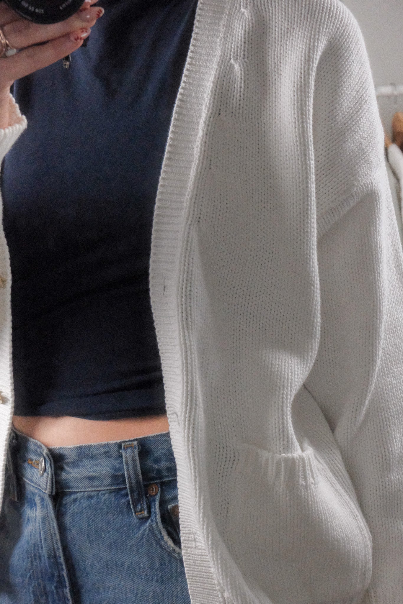 Vintage x Chunky Knit Cotton Cardigan (M)