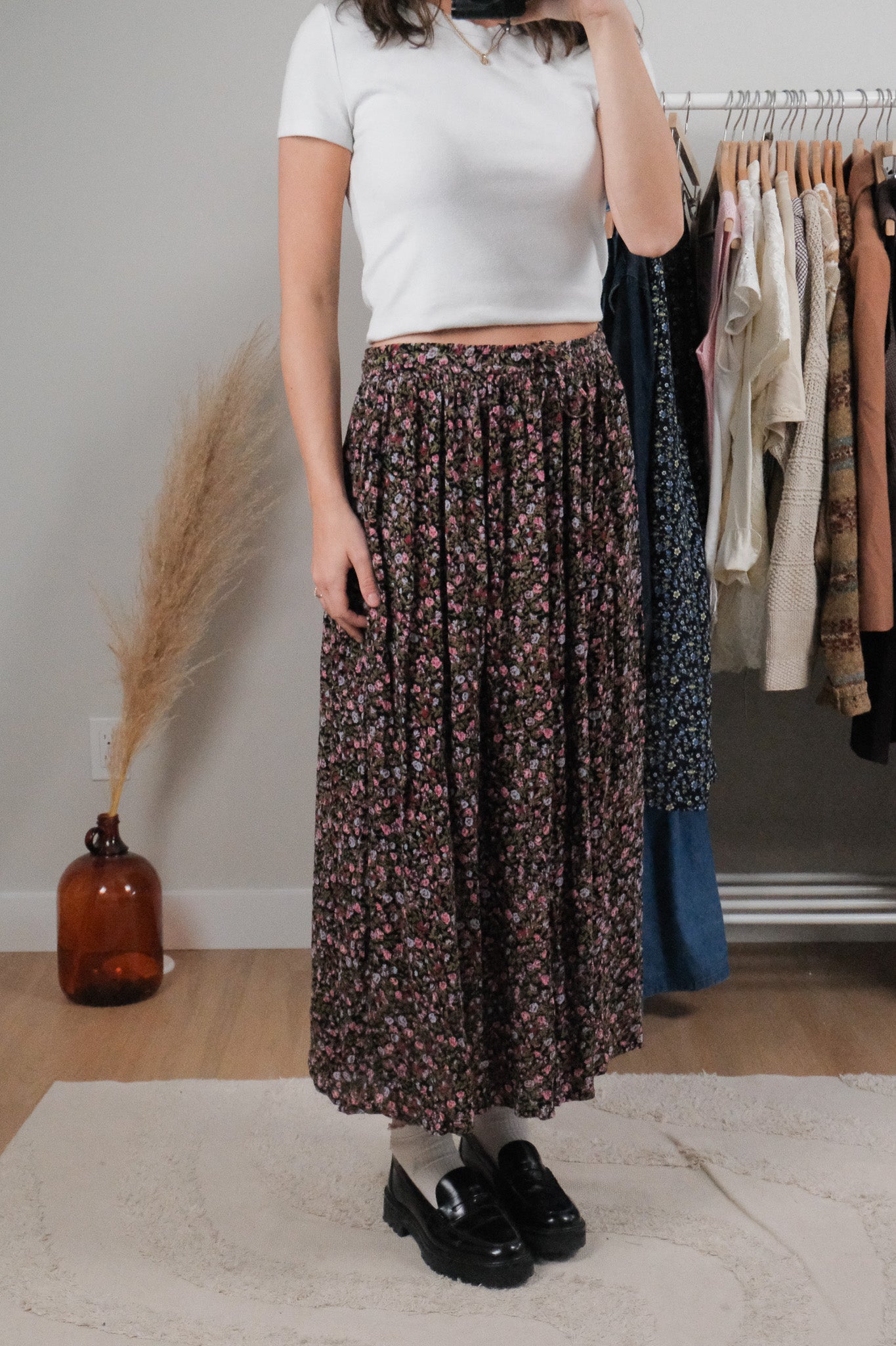 Vintage x Floral Maxi Skirt (L)