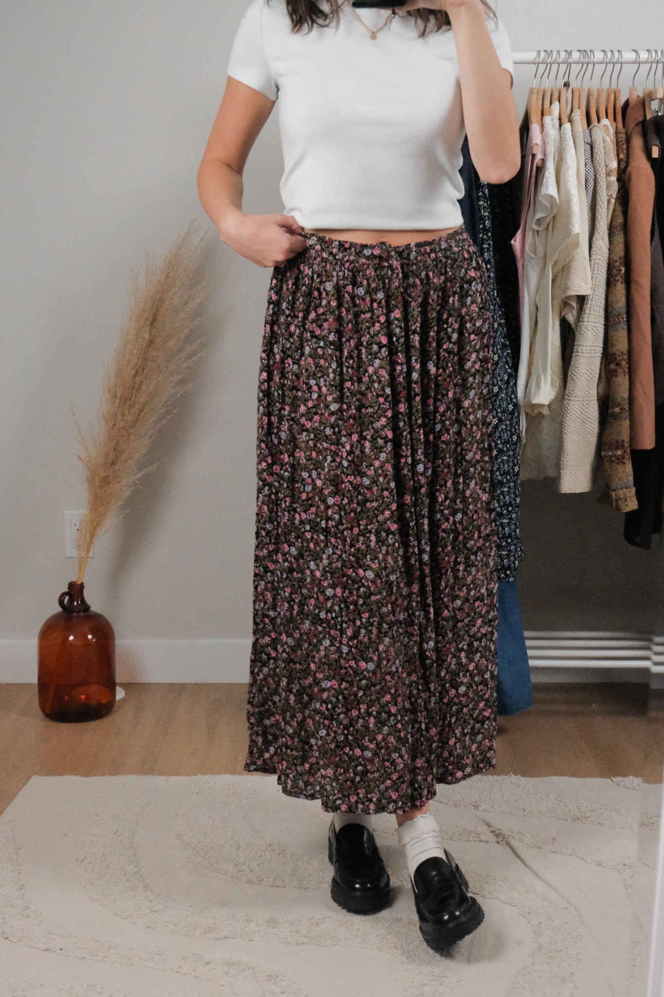 Vintage x Floral Maxi Skirt (L)