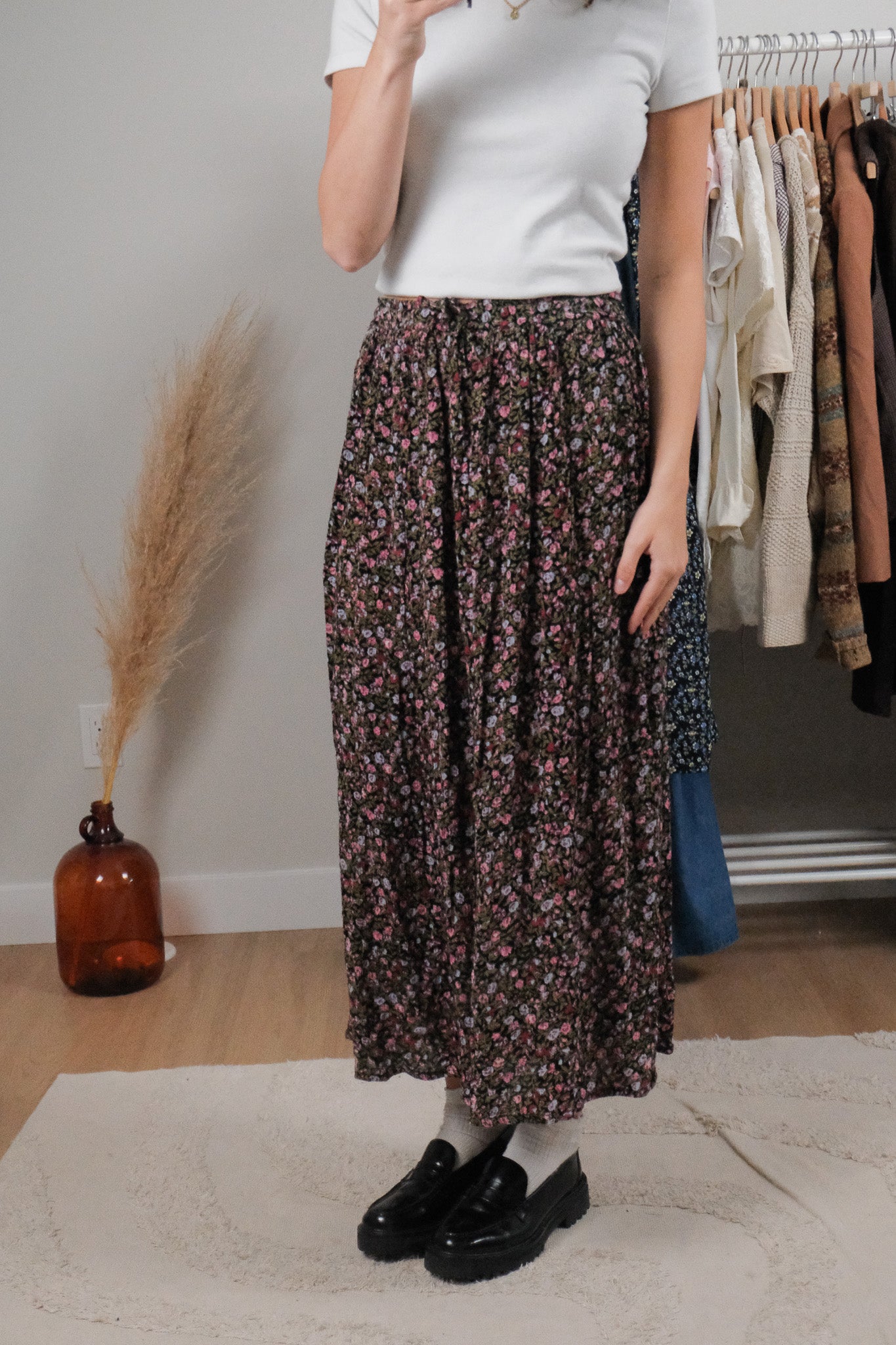 Vintage x Floral Maxi Skirt (L)