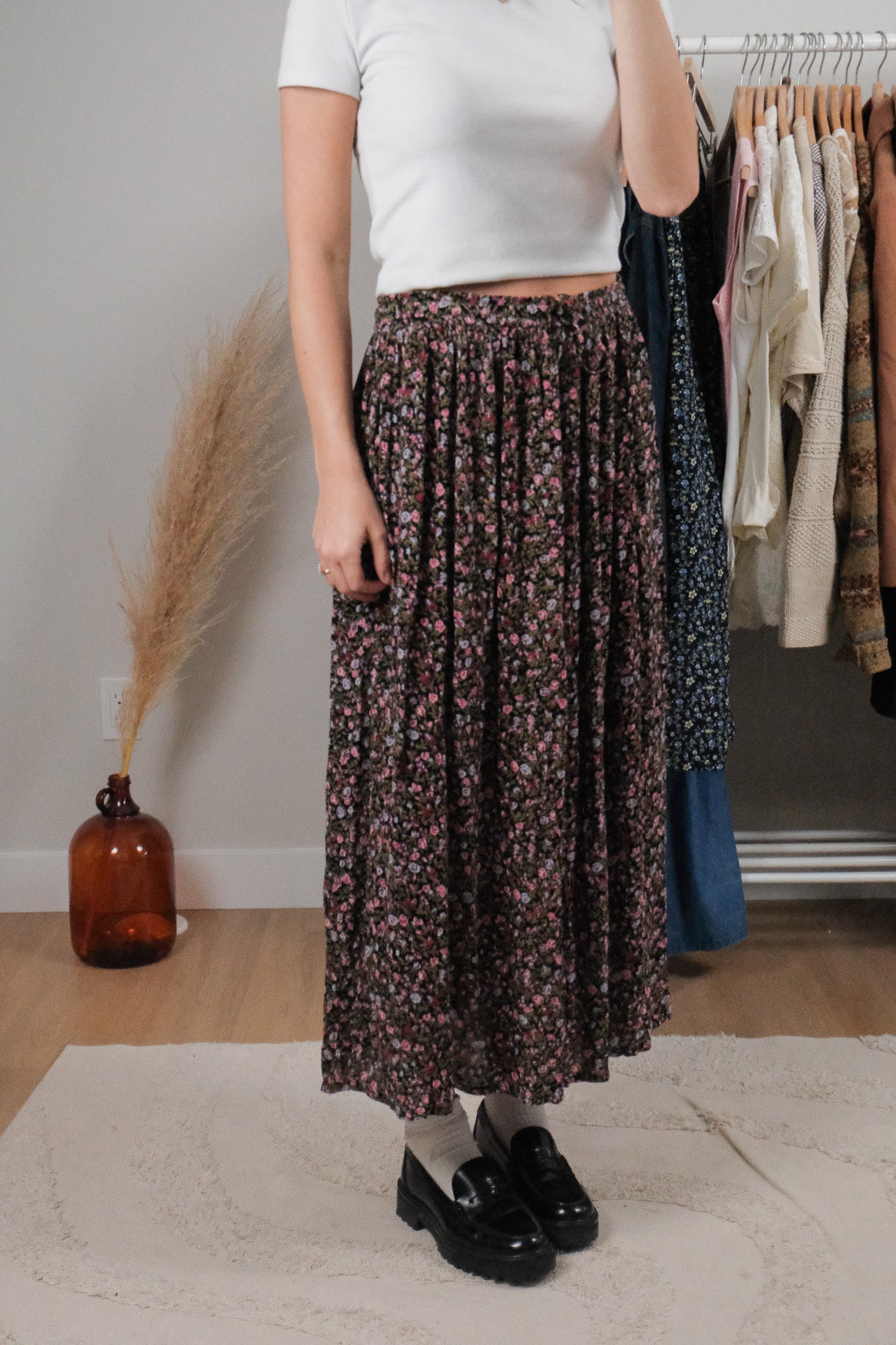 Vintage x Floral Maxi Skirt (L)