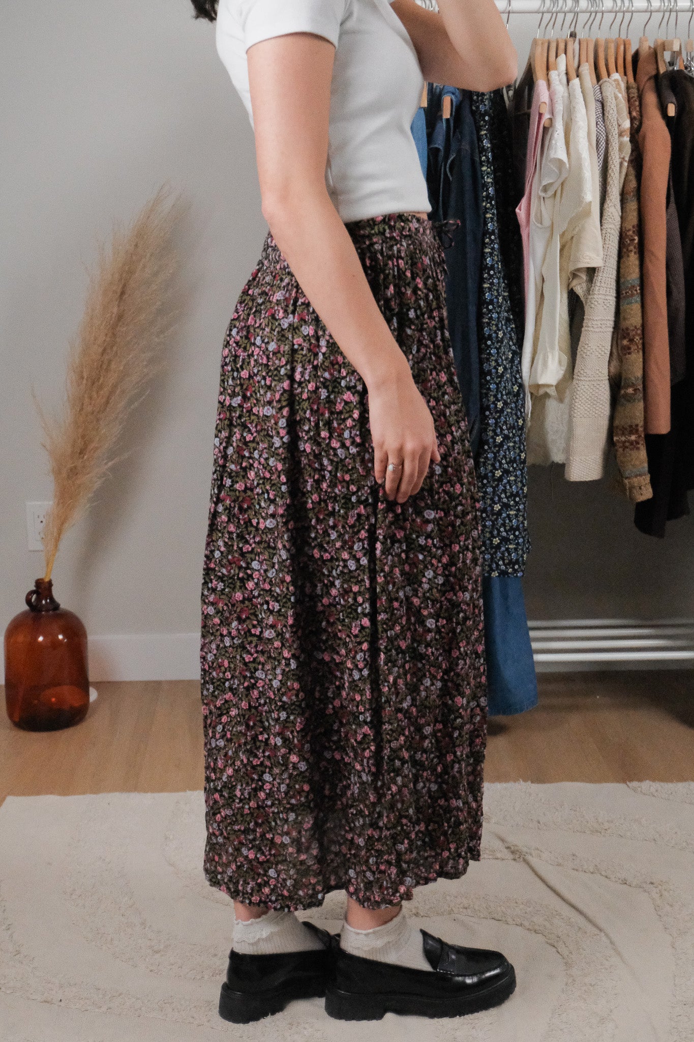 Vintage x Floral Maxi Skirt (L)