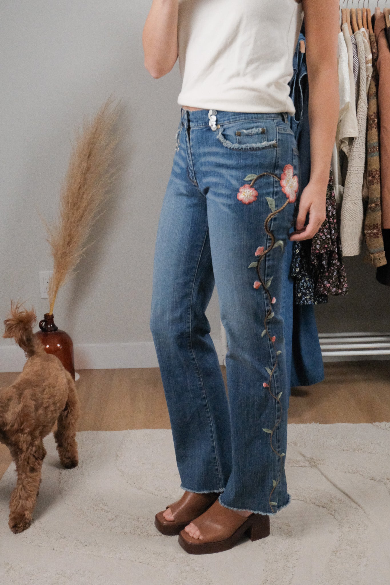 Vintage x Embriodered/Beaded/Button Jeans (27)