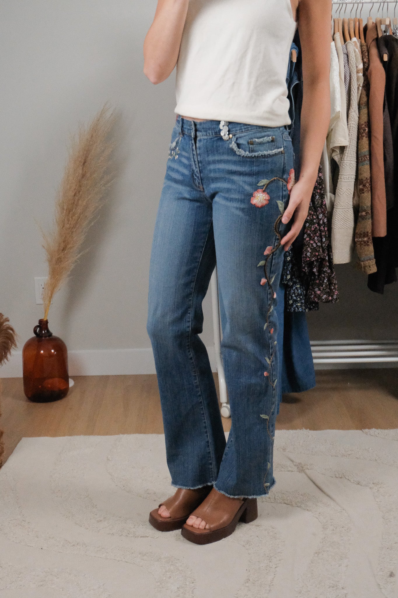 Vintage x Embriodered/Beaded/Button Jeans (27)