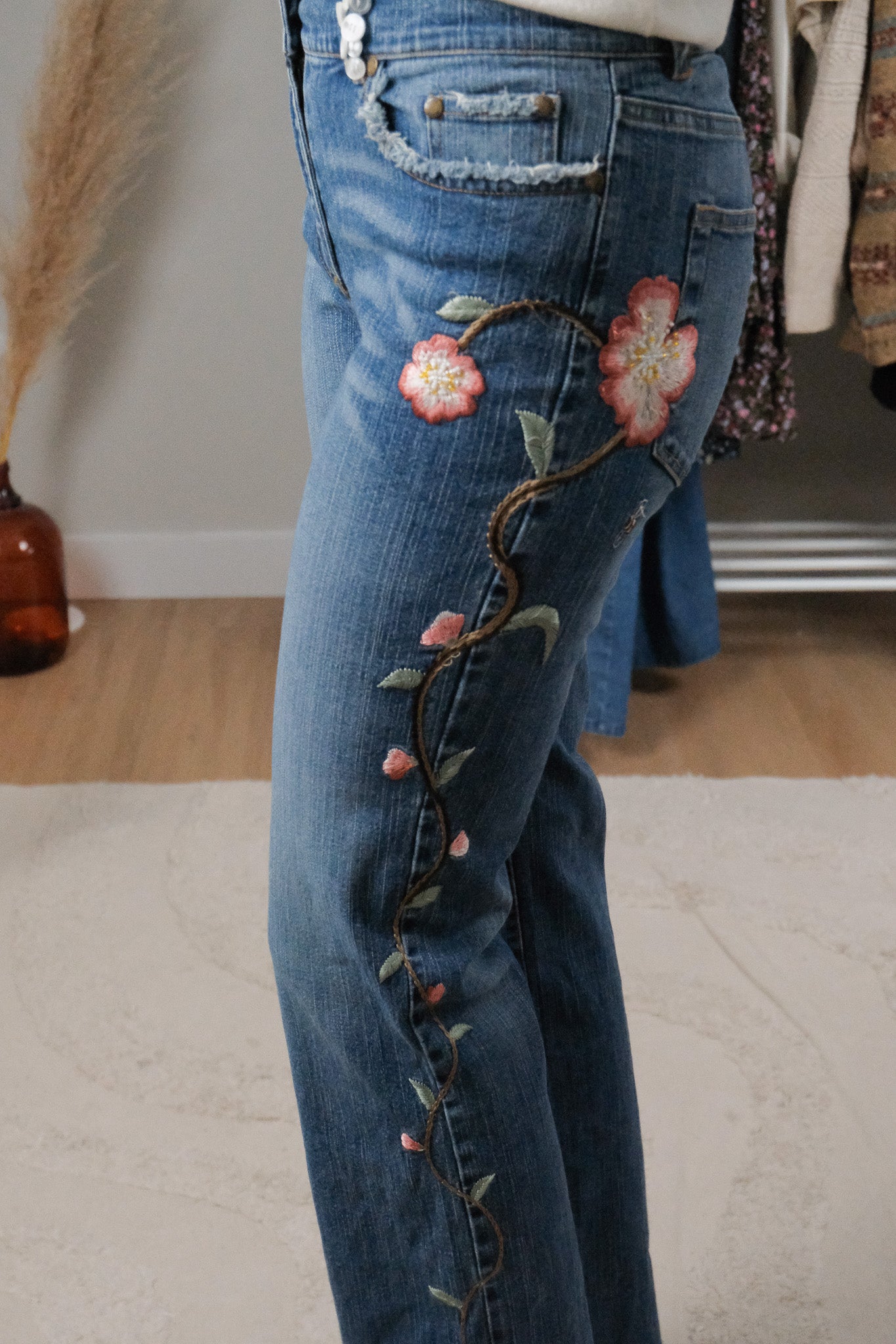Vintage x Embriodered/Beaded/Button Jeans (27)