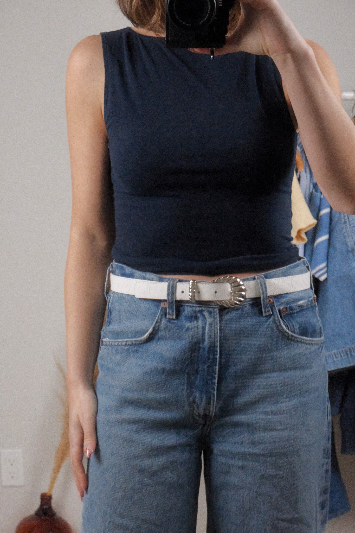Made in Canada x Vintage x Leather Shell Buckle Belt (M)