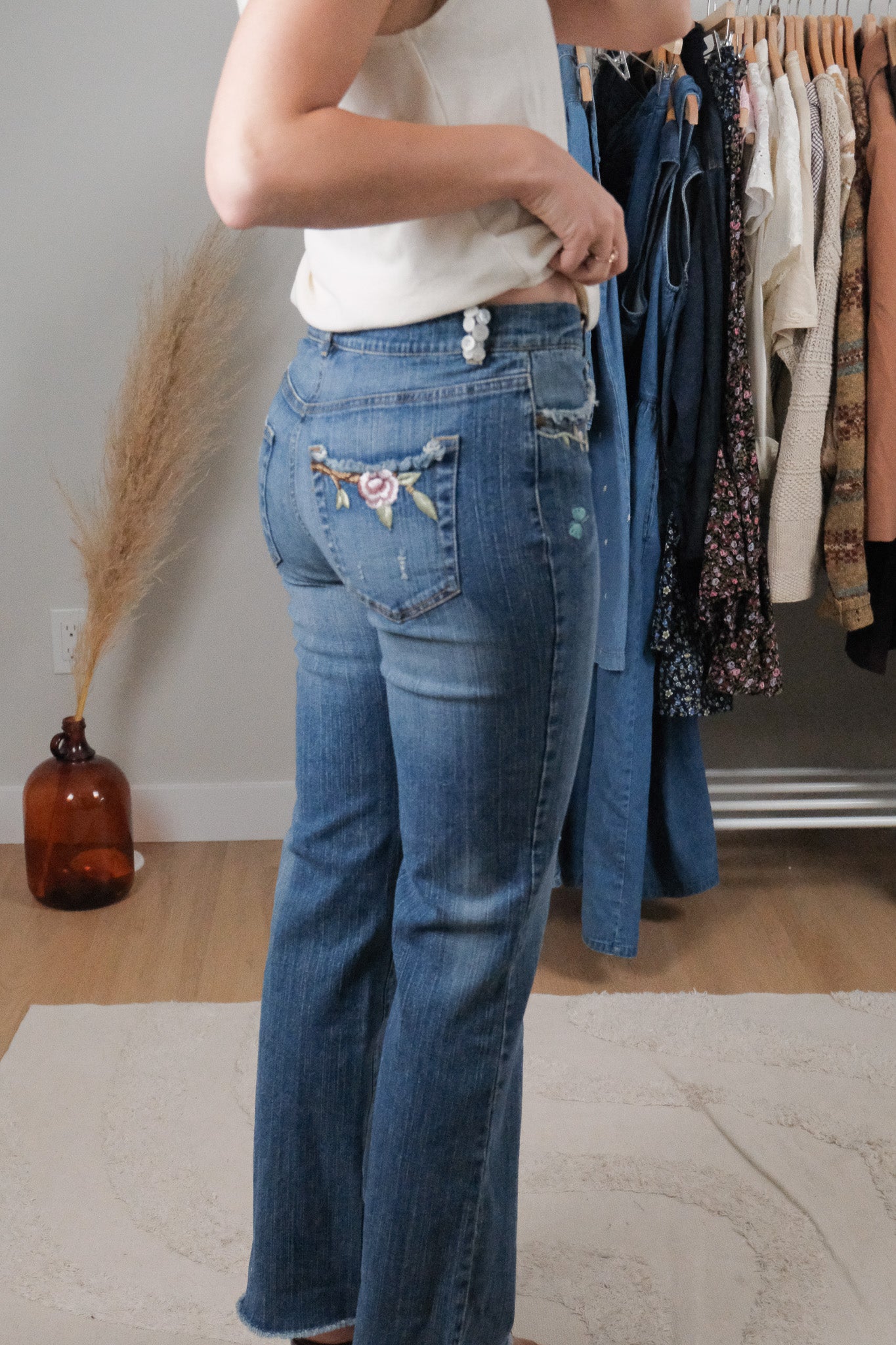 Vintage x Embriodered/Beaded/Button Jeans (27)