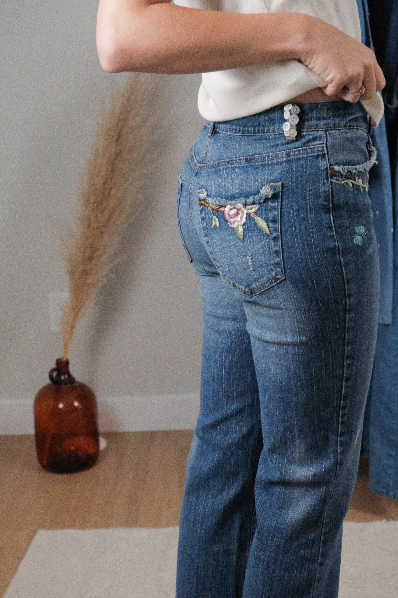 Vintage x Embriodered/Beaded/Button Jeans (27)