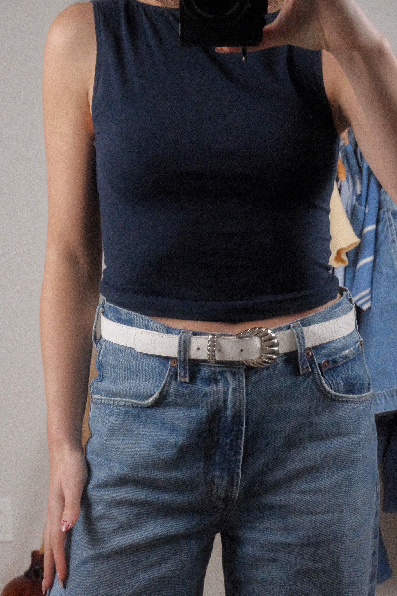 Made in Canada x Vintage x Leather Shell Buckle Belt (M)