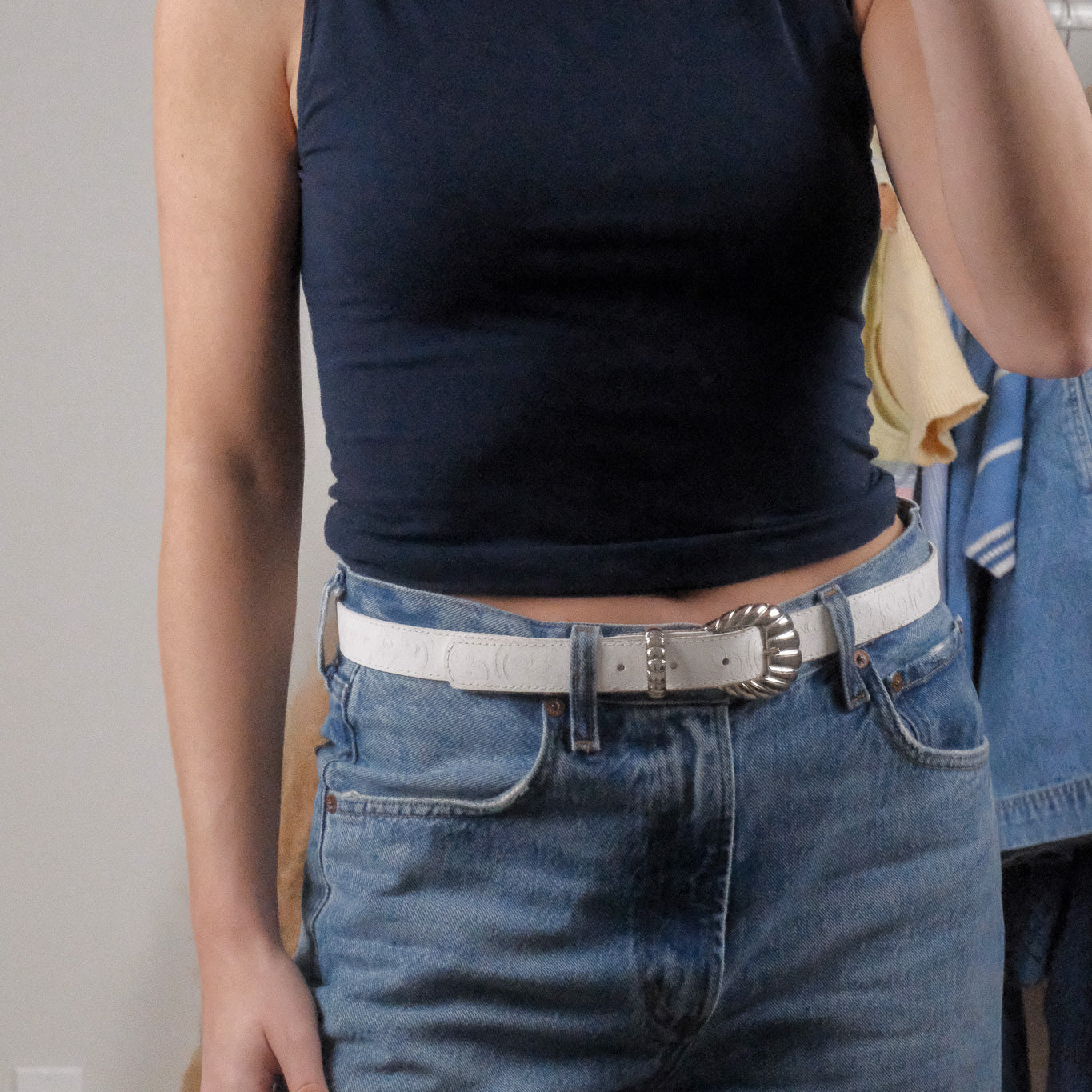 Made in Canada x Vintage x Leather Shell Buckle Belt (M)