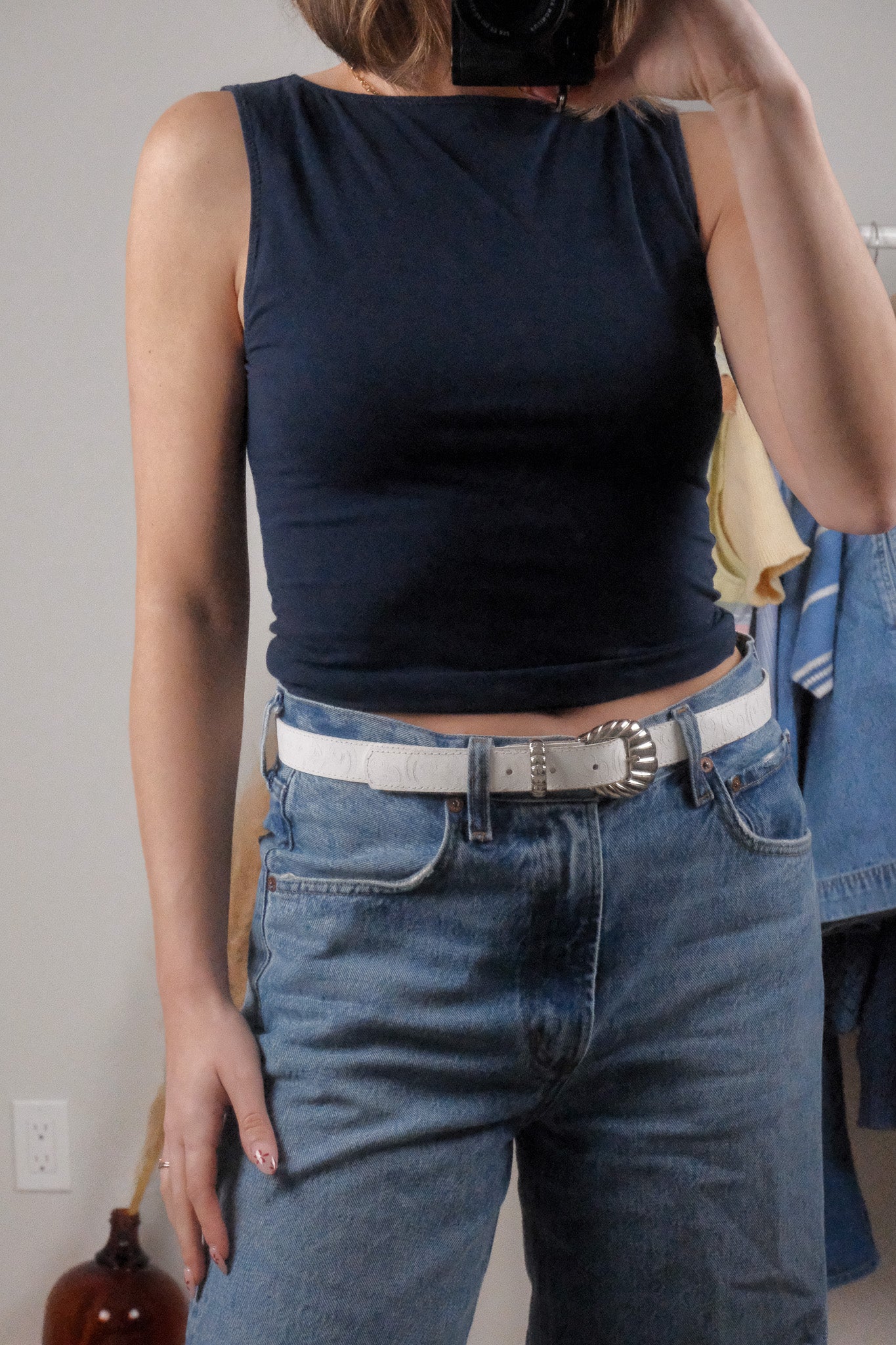 Made in Canada x Vintage x Leather Shell Buckle Belt (M)