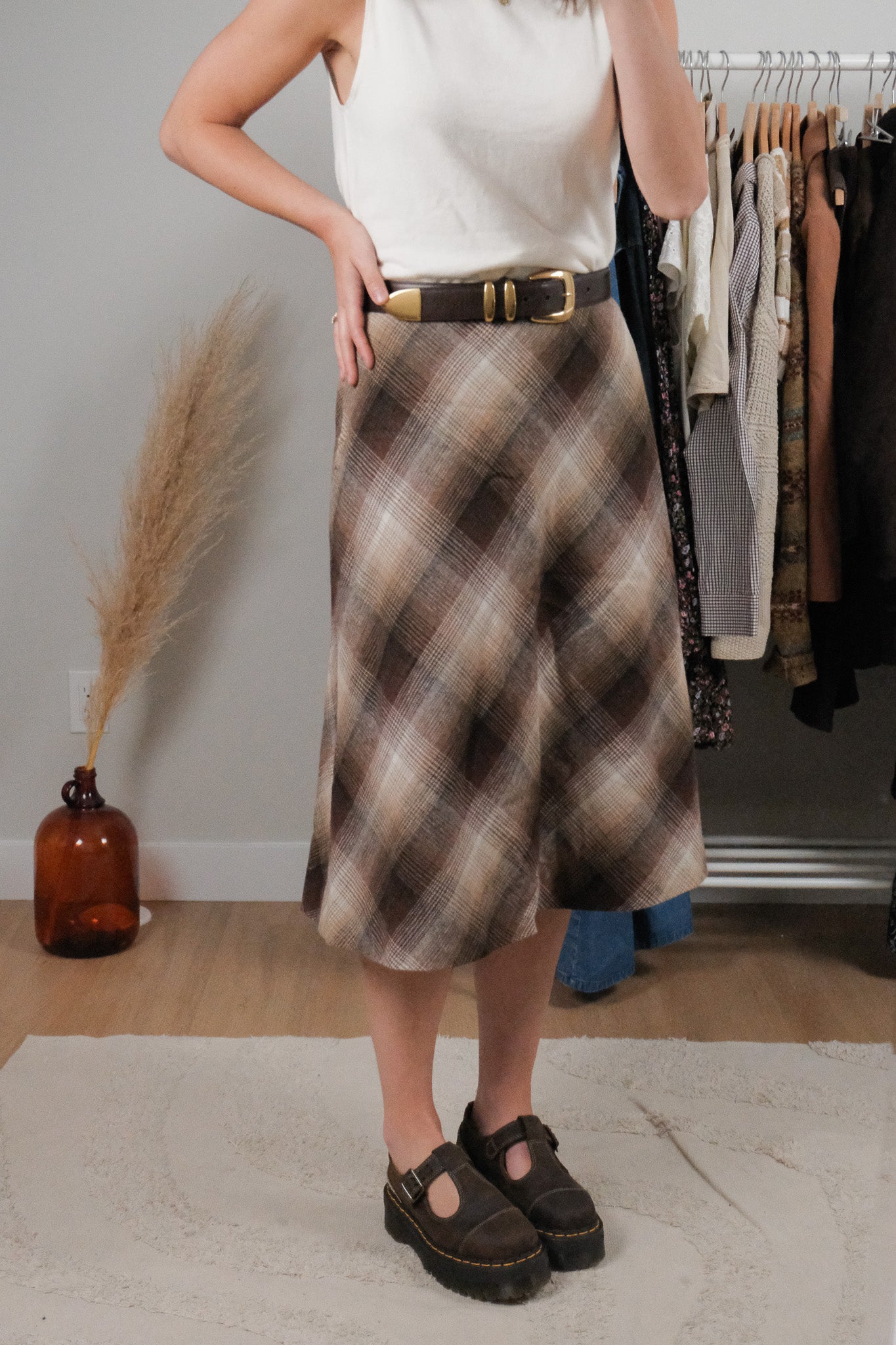 Made in Canada x Vintage x Wool Blend Plaid Midi Skirt (6/8)