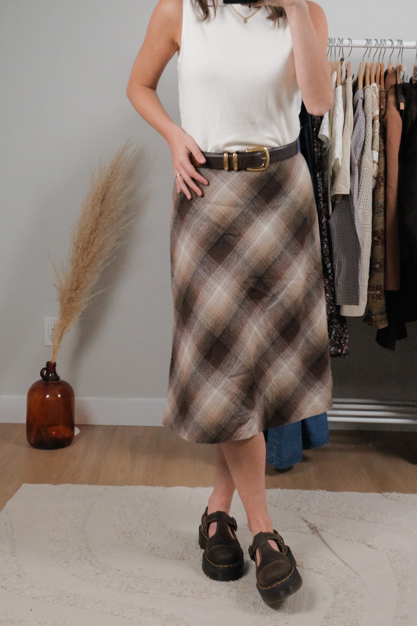 Made in Canada x Vintage x Wool Blend Plaid Midi Skirt (6/8)