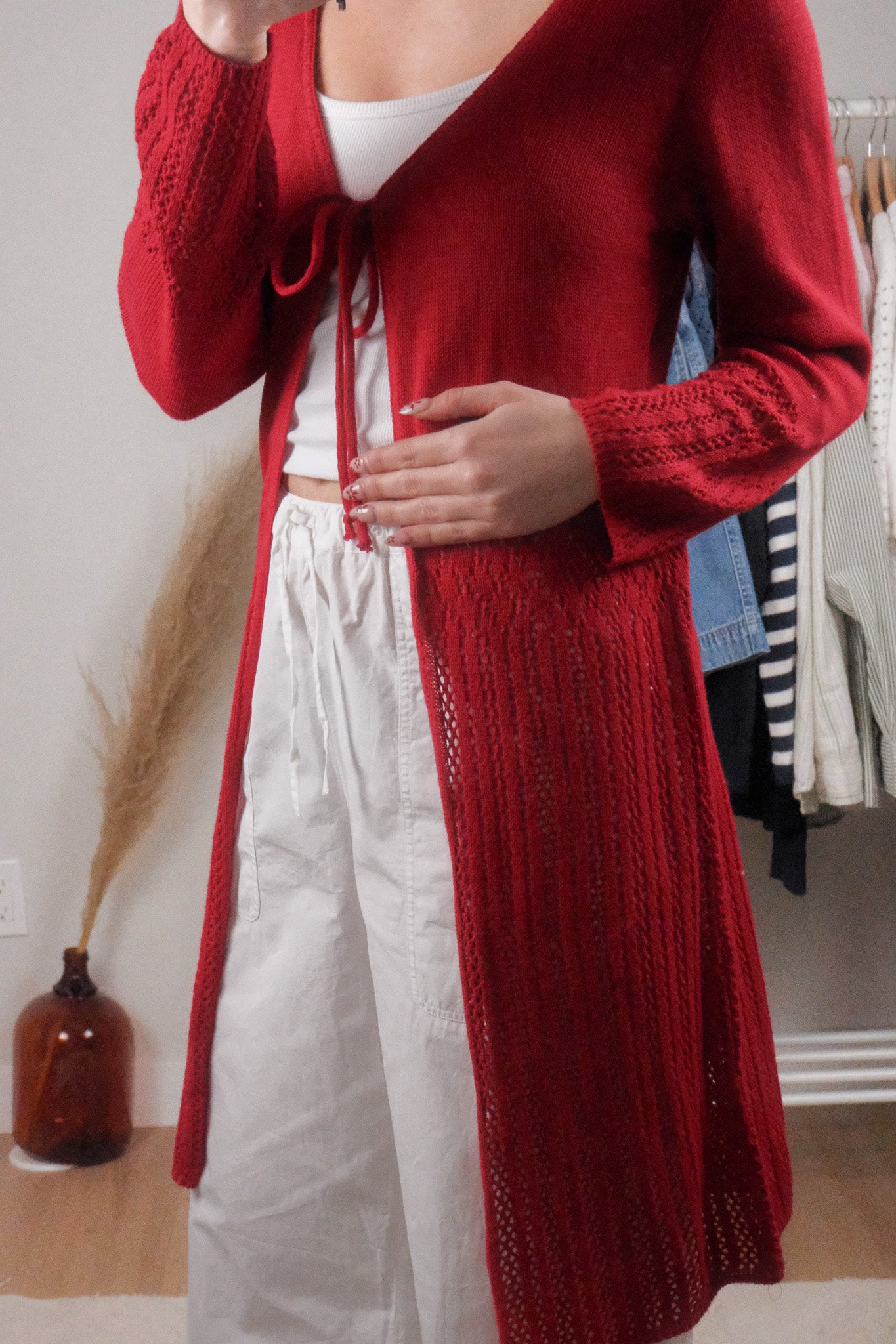 Made in Canada x Vintage x Long Tie Cardigan (M)