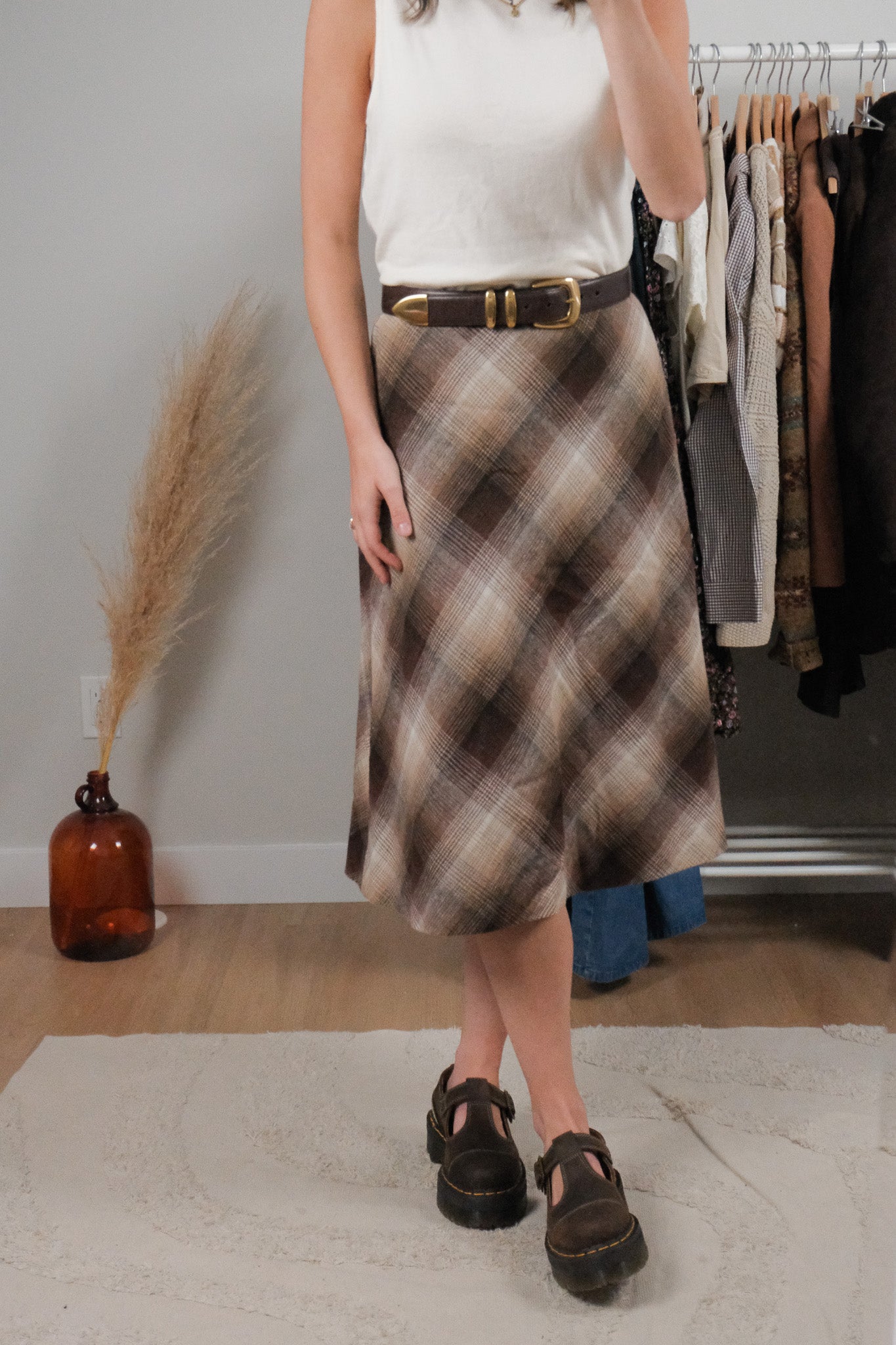 Made in Canada x Vintage x Wool Blend Plaid Midi Skirt (6/8)