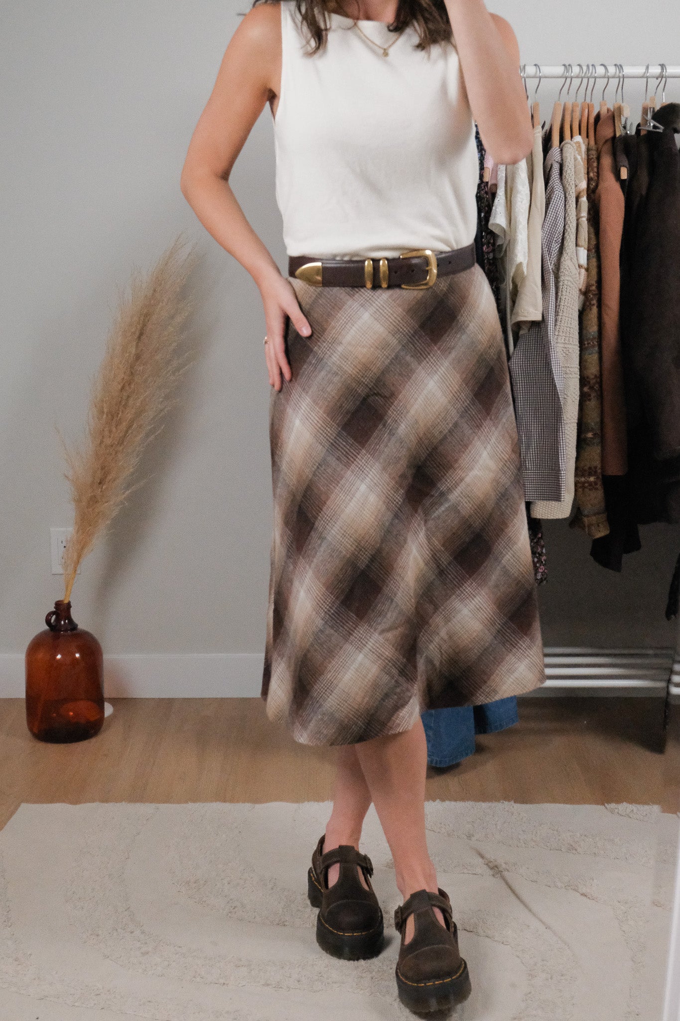 Made in Canada x Vintage x Wool Blend Plaid Midi Skirt (6/8)