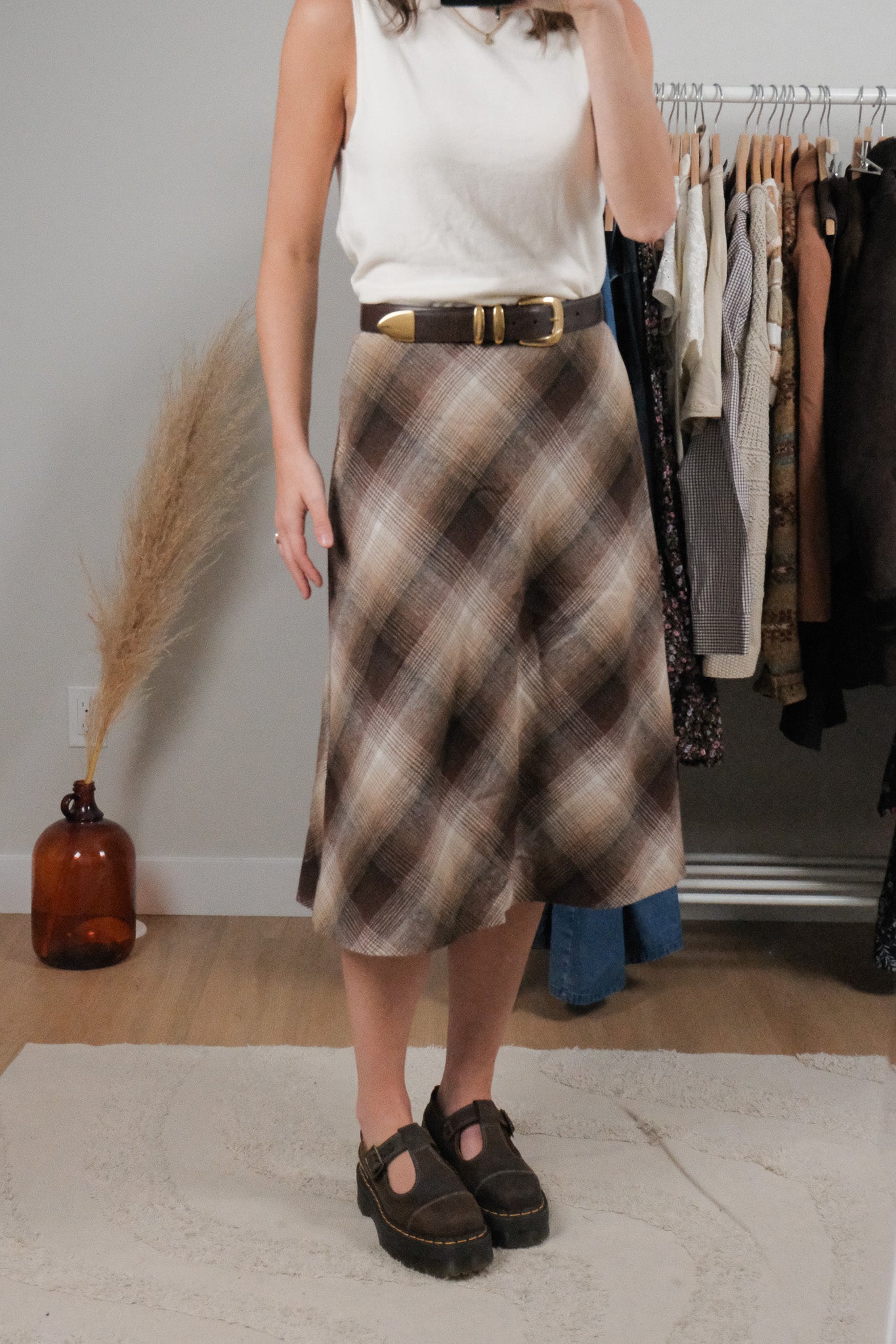 Made in Canada x Vintage x Wool Blend Plaid Midi Skirt (6/8)