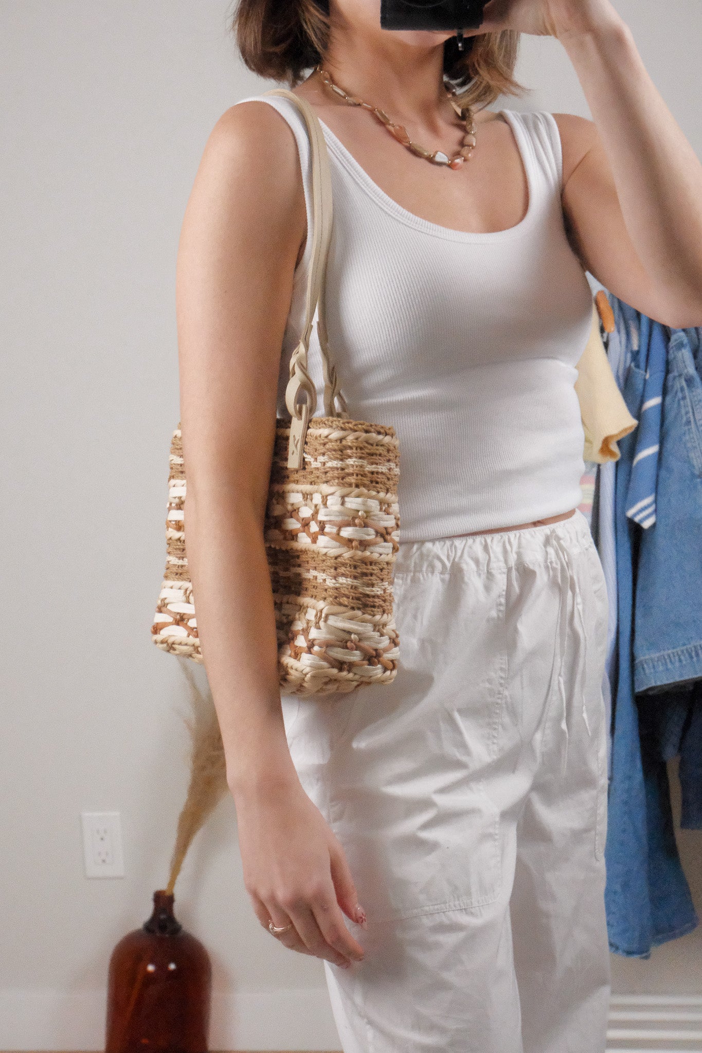 Vintage x Woven Straw Shoulder Bag