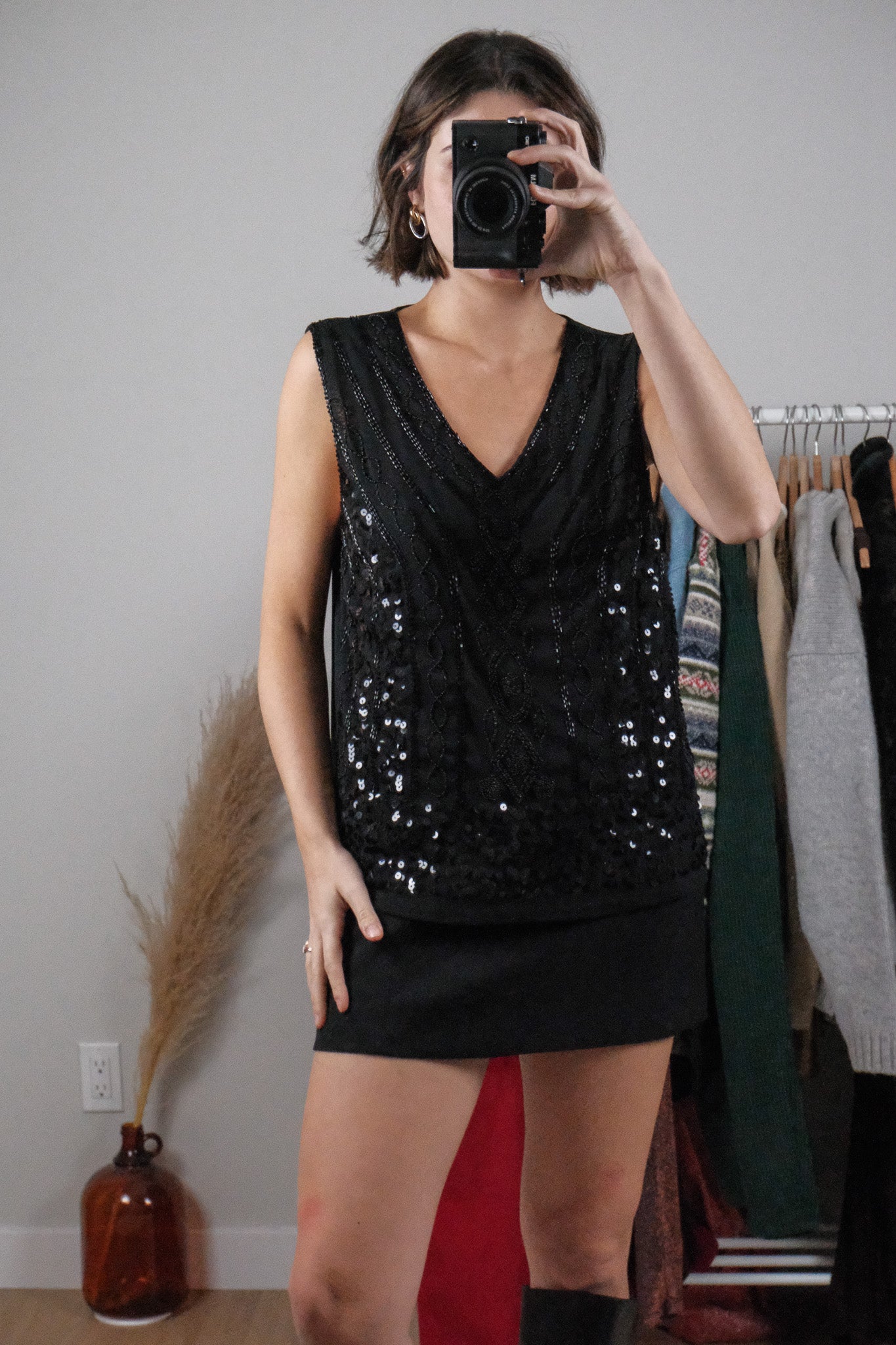 Vintage x Sequin/Beaded Tank (L)