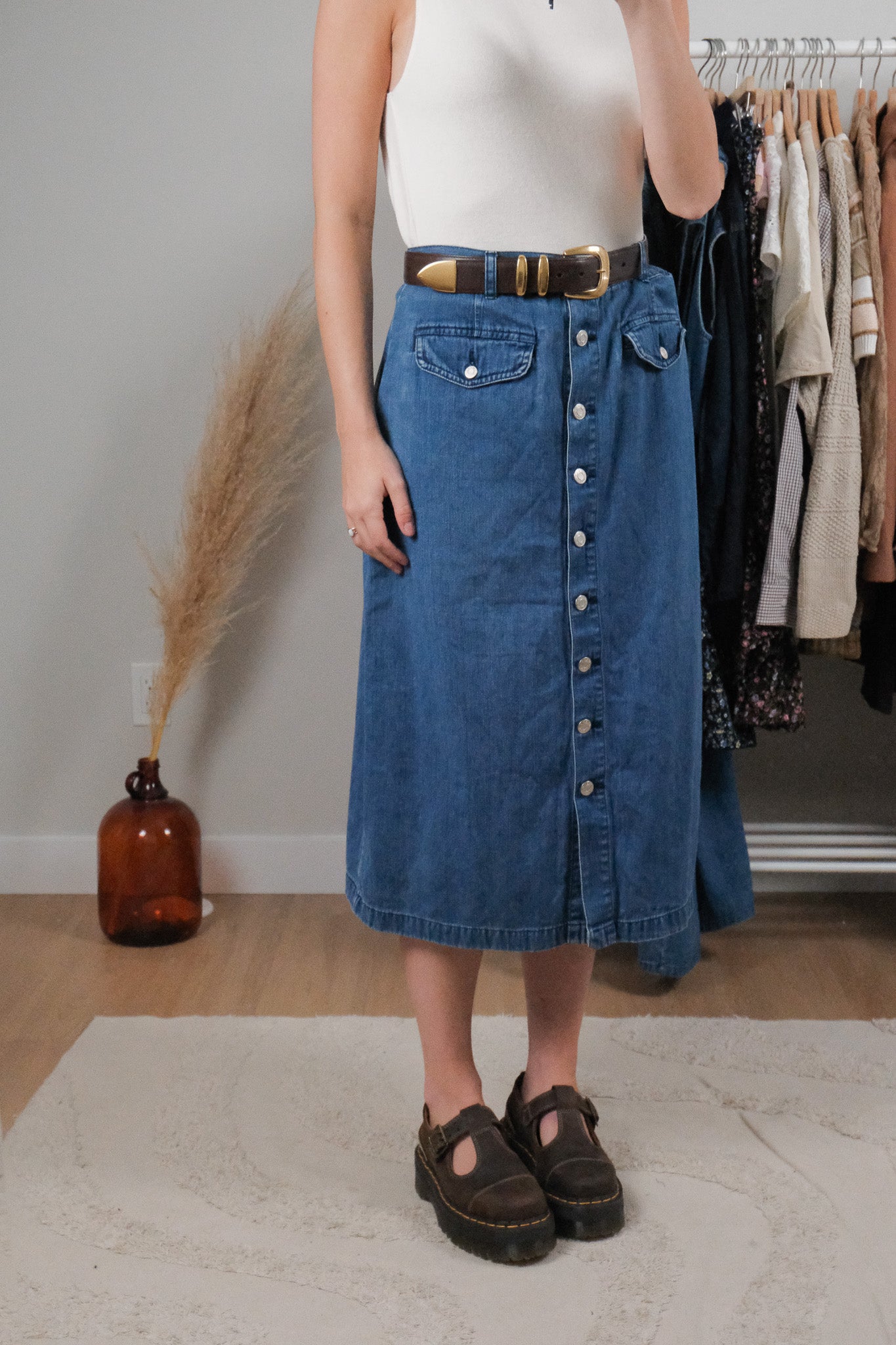Vintage x Denim Button Skirt (12/14)