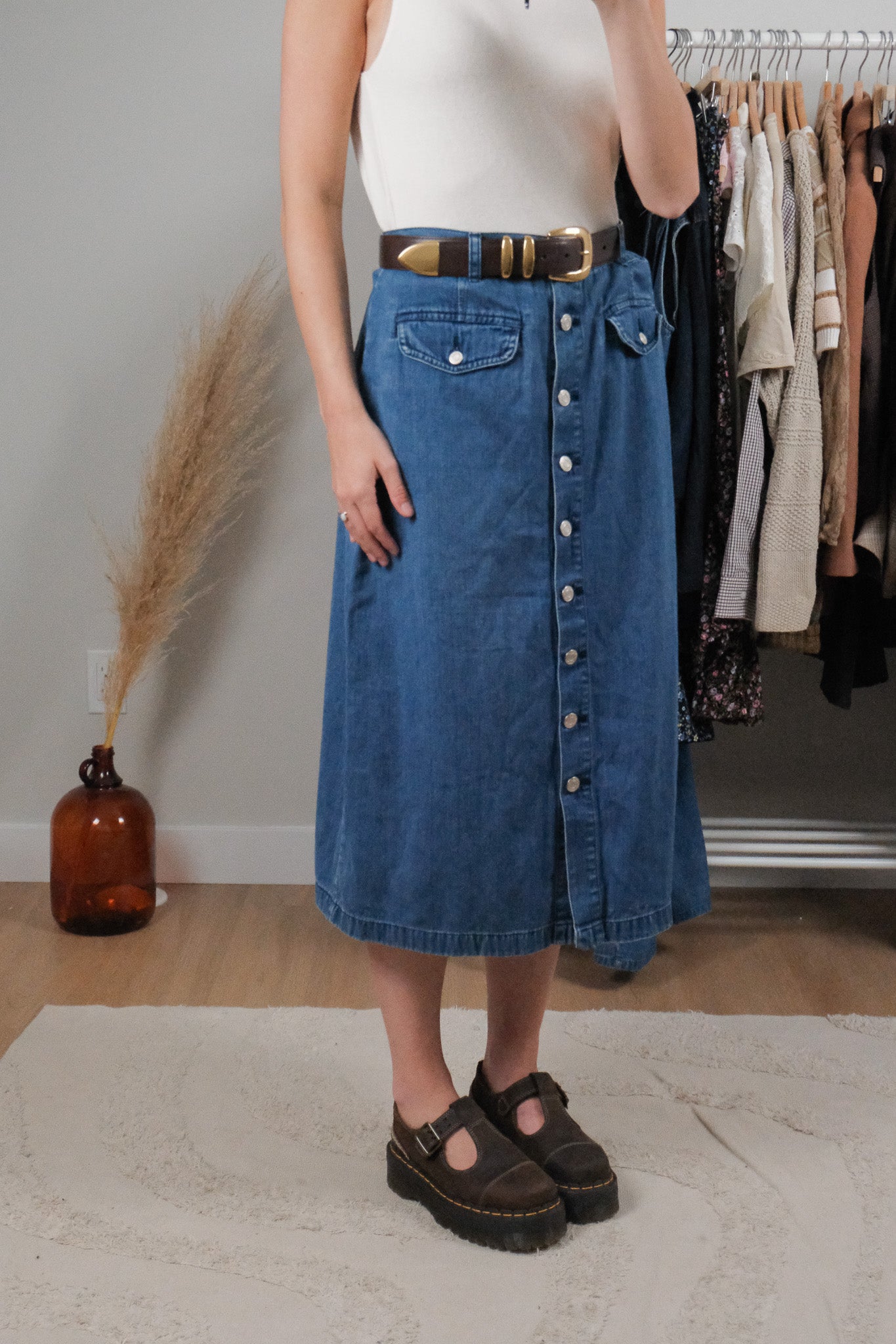 Vintage x Denim Button Skirt (12/14)