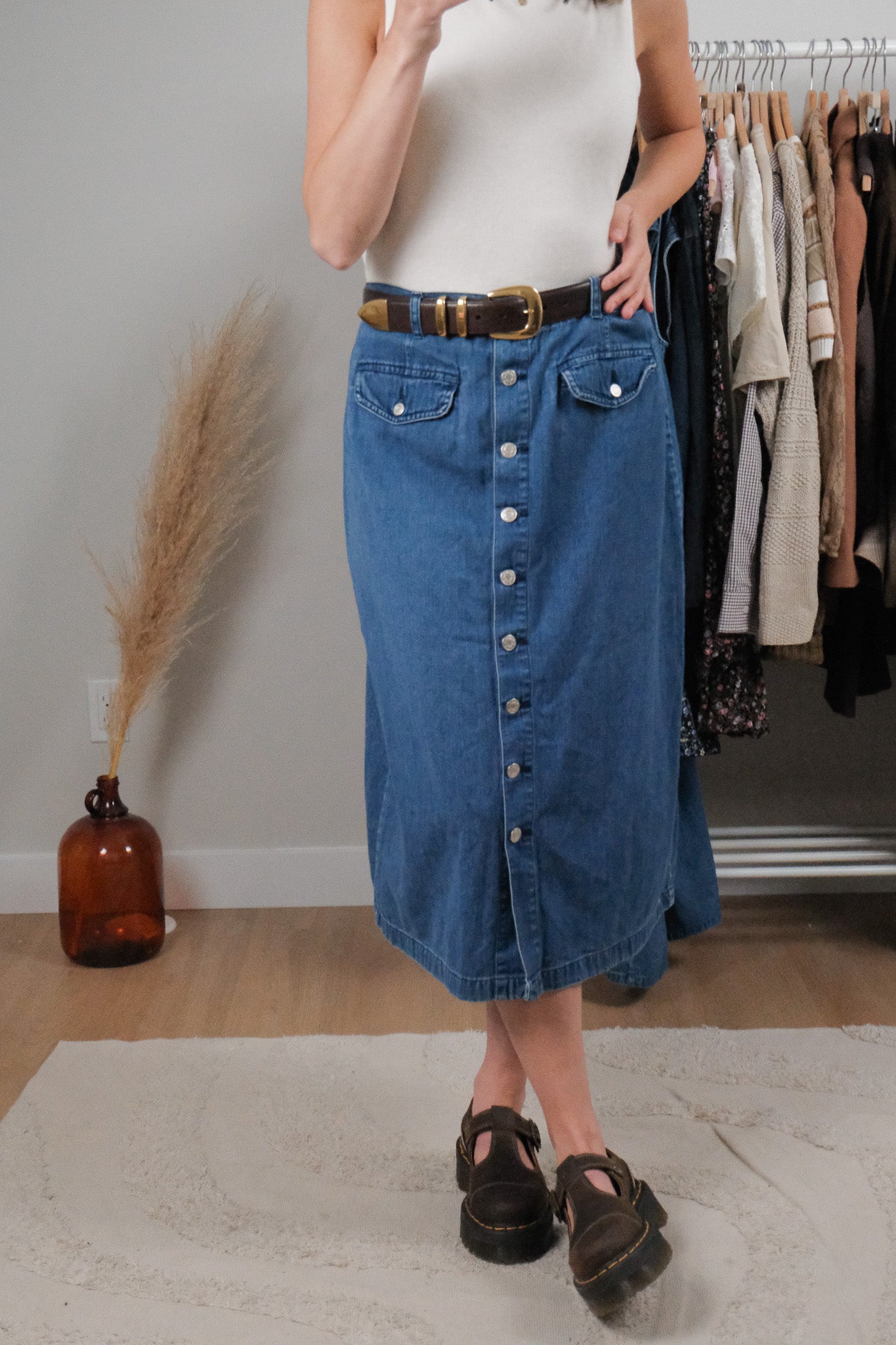 Vintage x Denim Button Skirt (12/14)