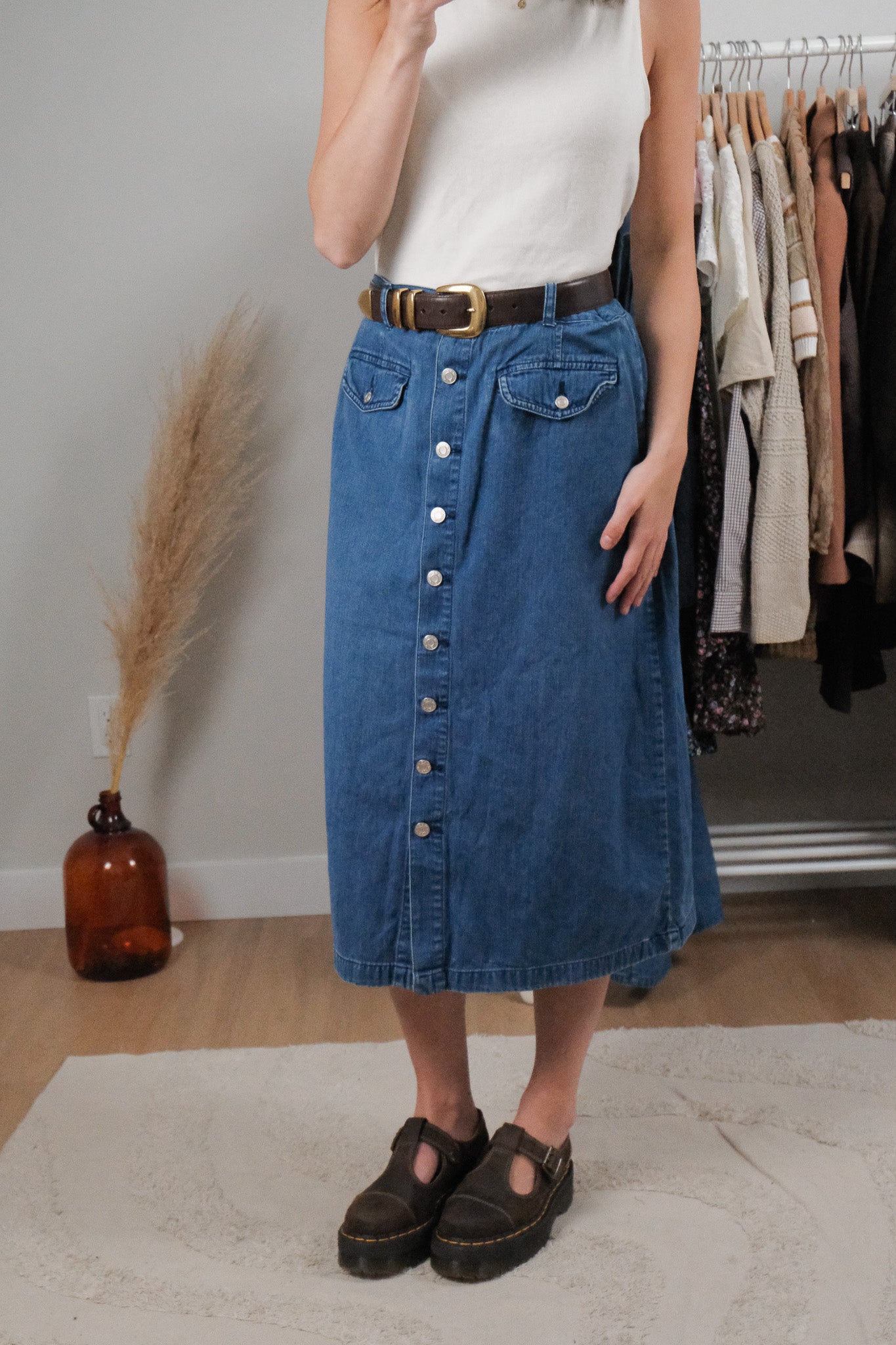 Vintage x Denim Button Skirt (12/14)