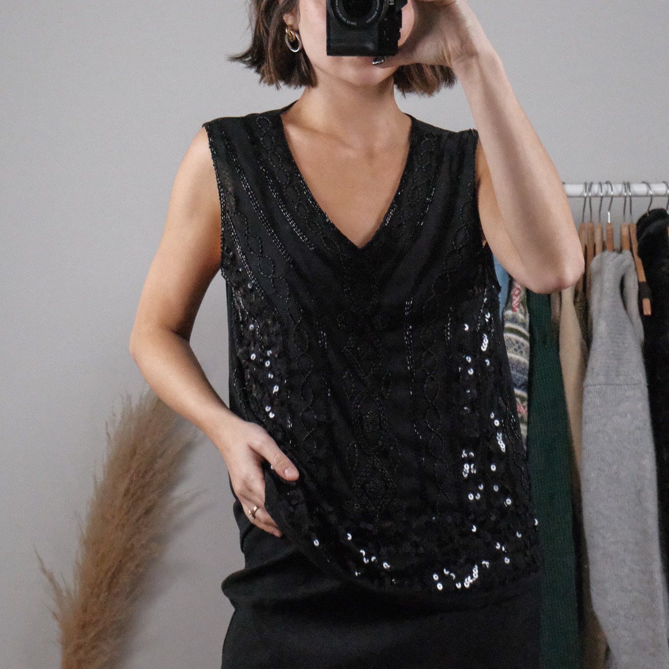 Vintage x Sequin/Beaded Tank (L)
