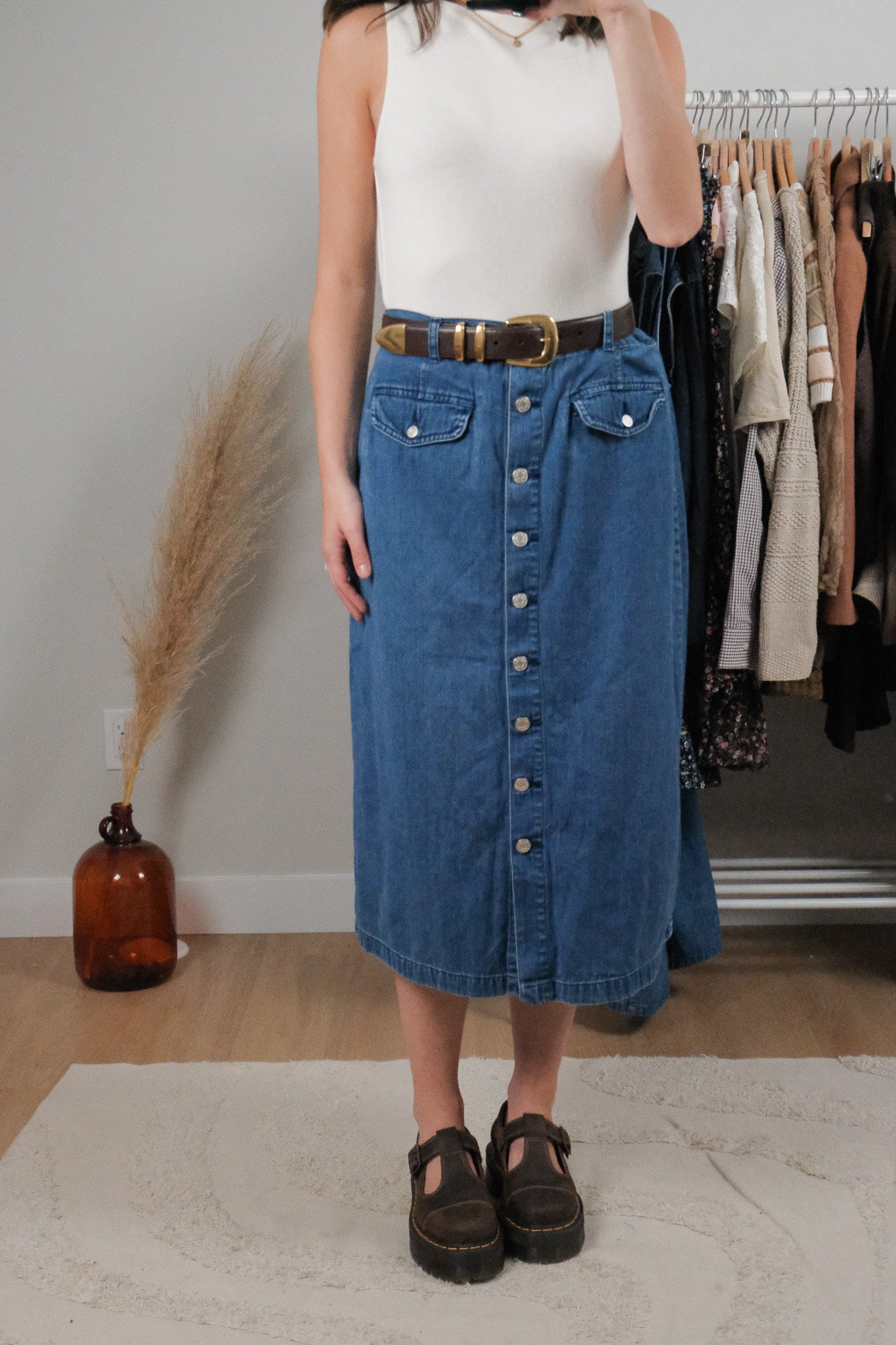 Vintage x Denim Button Skirt (12/14)