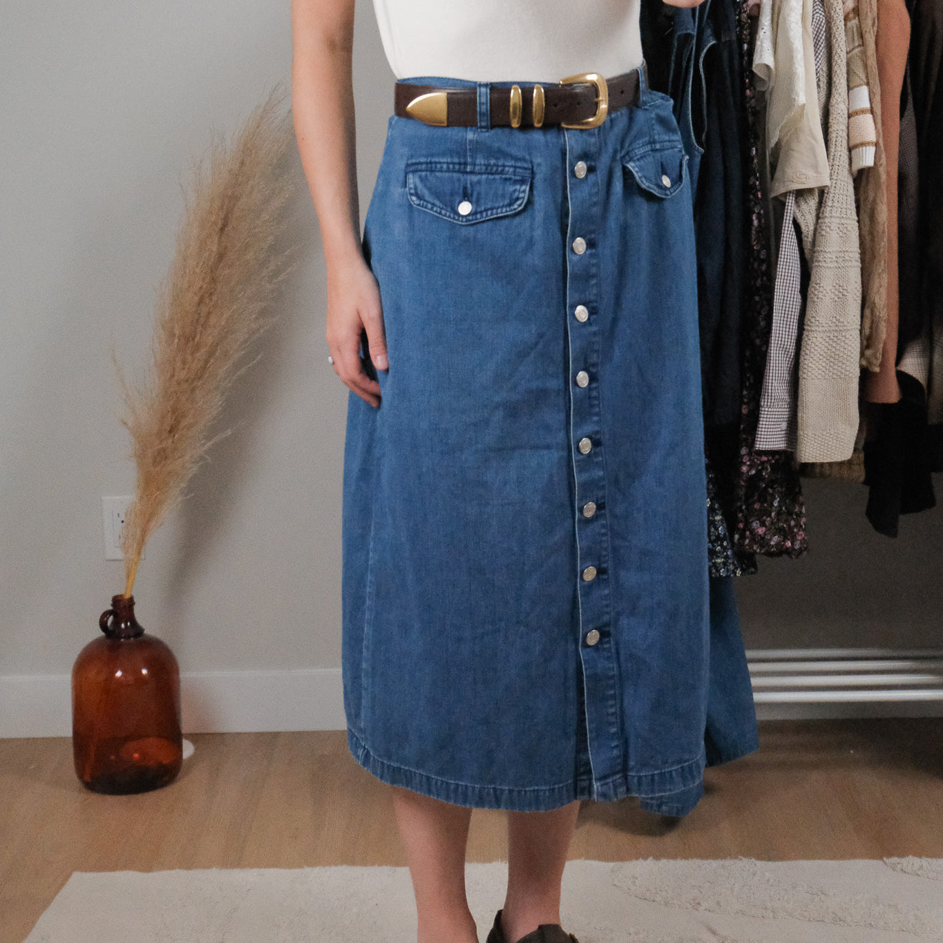 Vintage x Denim Button Skirt (12/14)