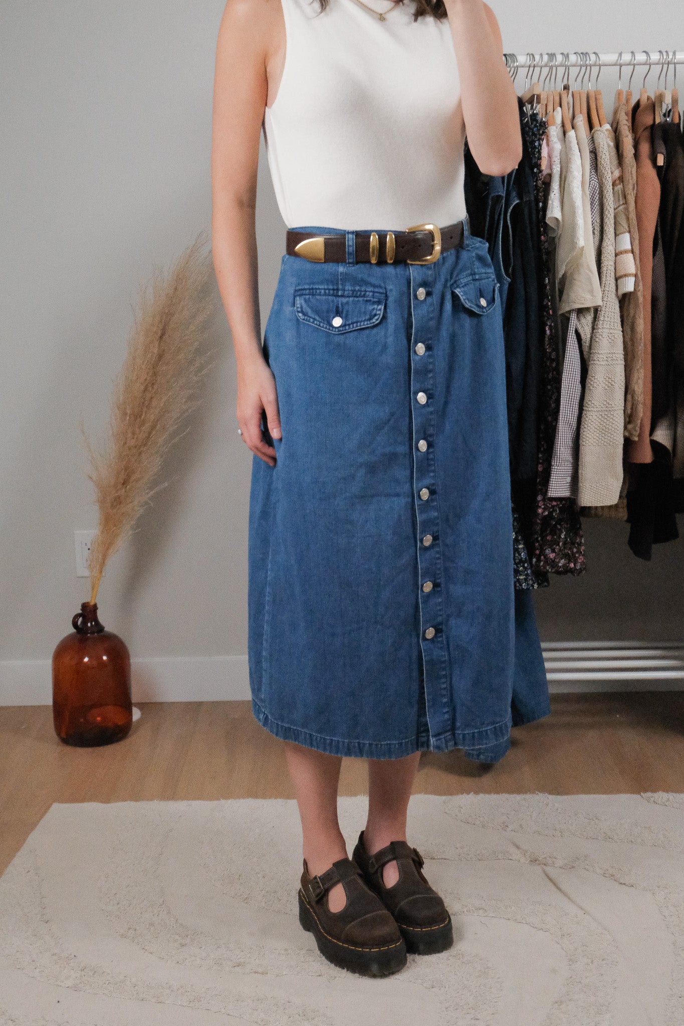 Vintage x Denim Button Skirt (12/14)