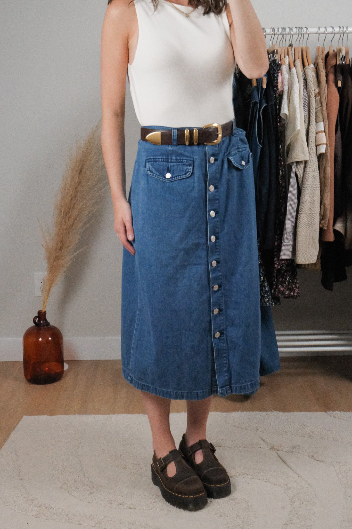 Vintage x Denim Button Skirt (12/14)