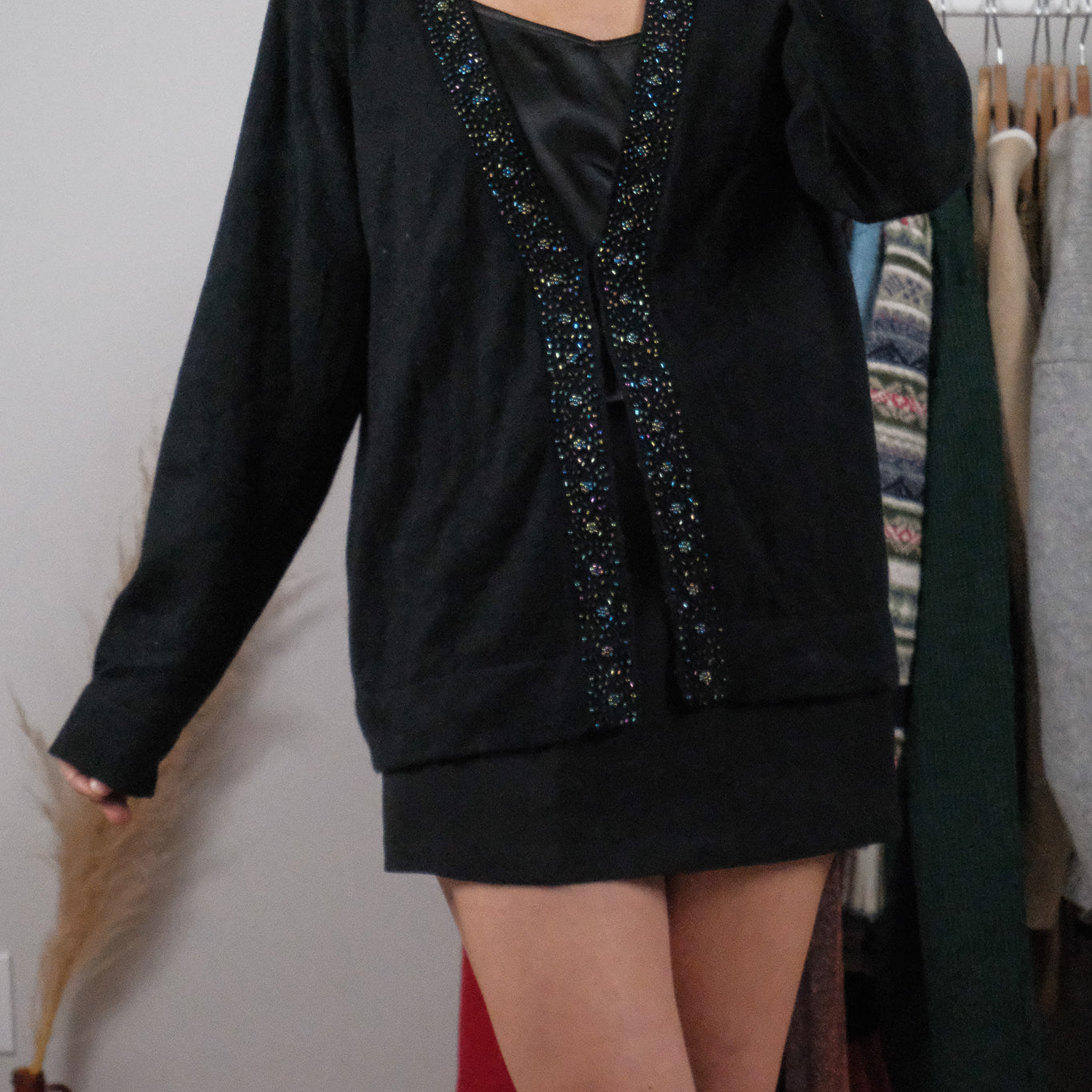 Vintage x Angora Beaded Cardigan (L)