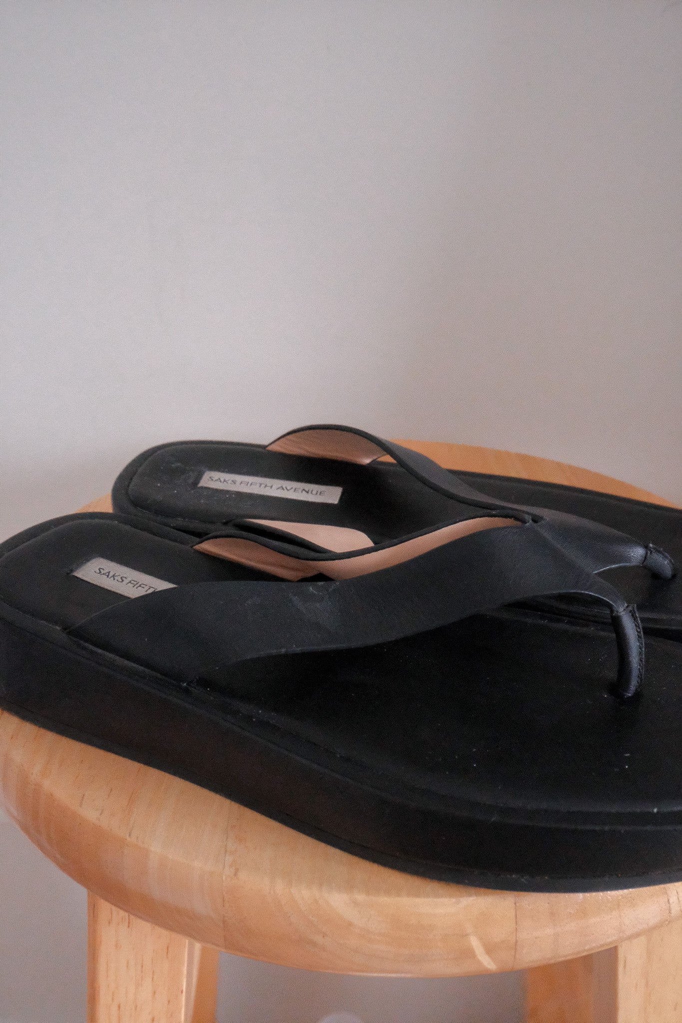 Saks Fifth Avenue x Leather Platform Flip Flops (6)