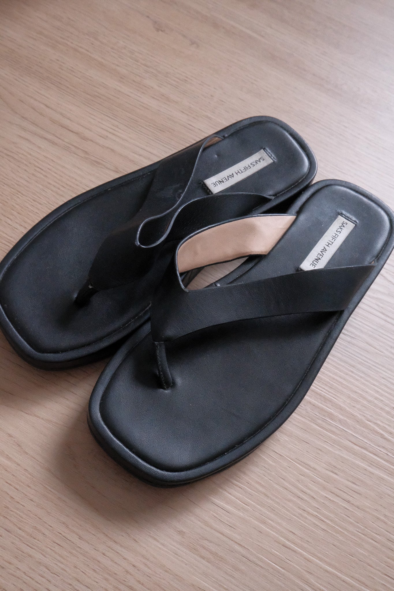 Saks Fifth Avenue x Leather Platform Flip Flops (6)