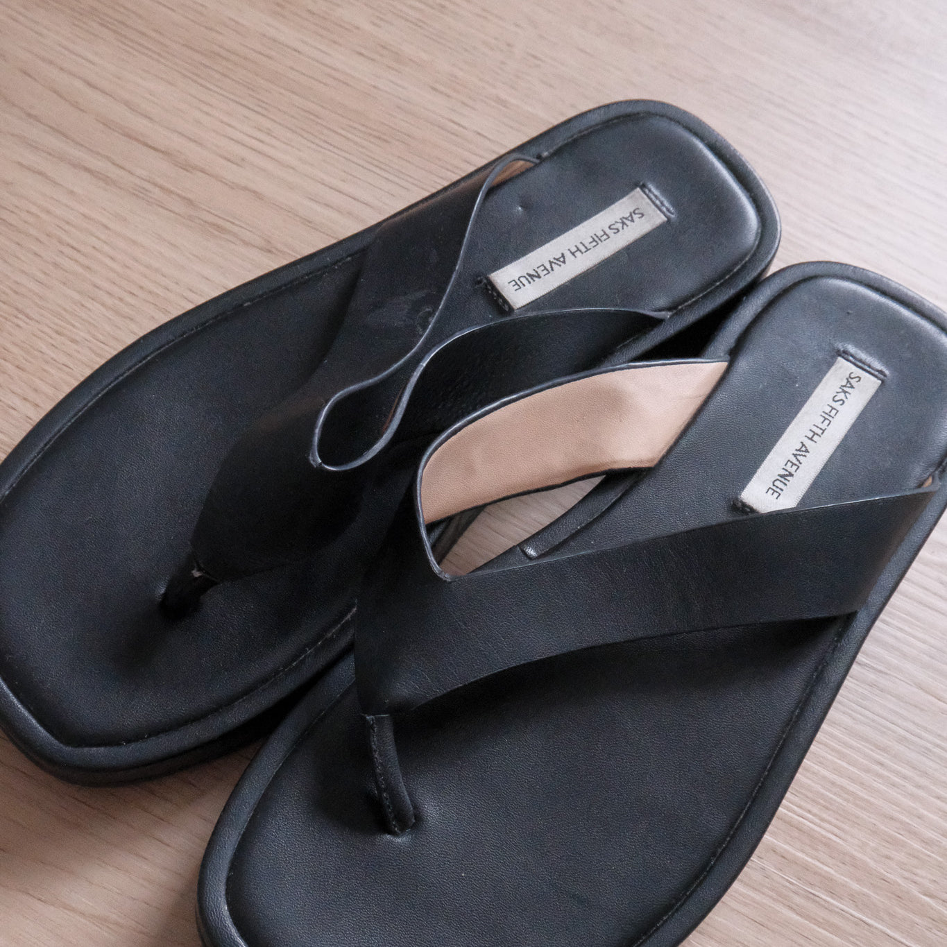 Saks Fifth Avenue x Leather Platform Flip Flops (6)