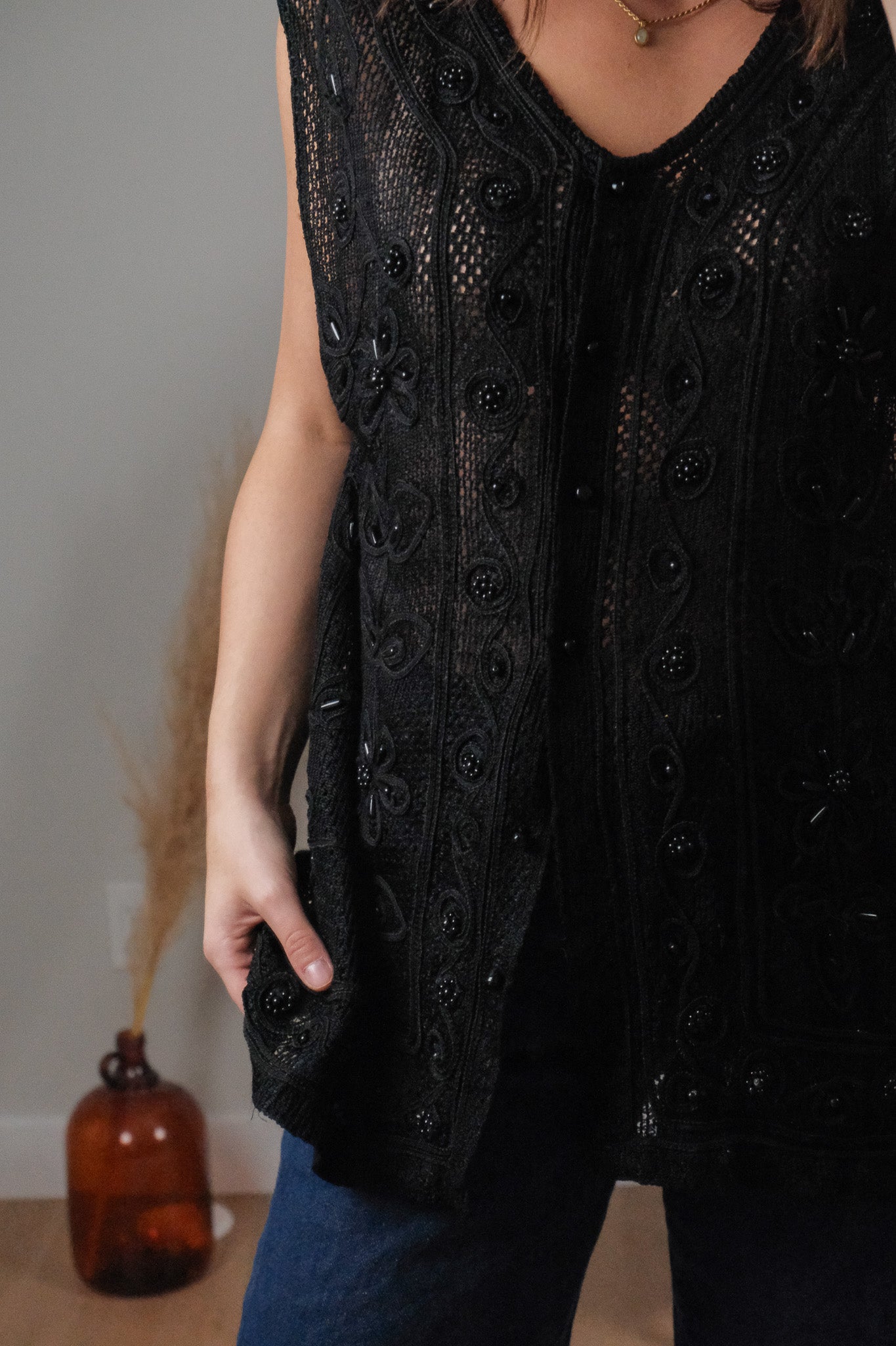 Vintage x Beaded Vest (L)
