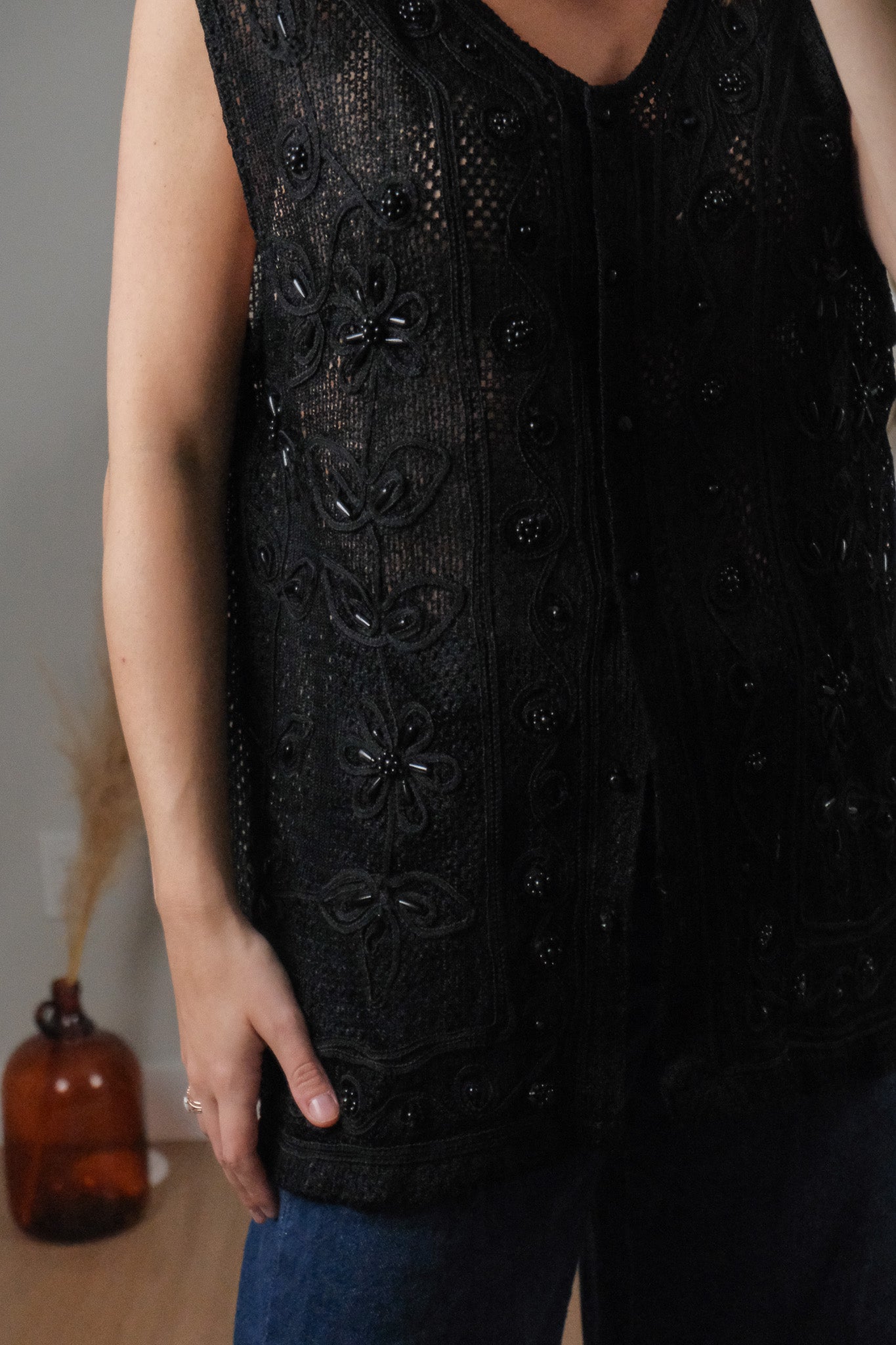 Vintage x Beaded Vest (L)