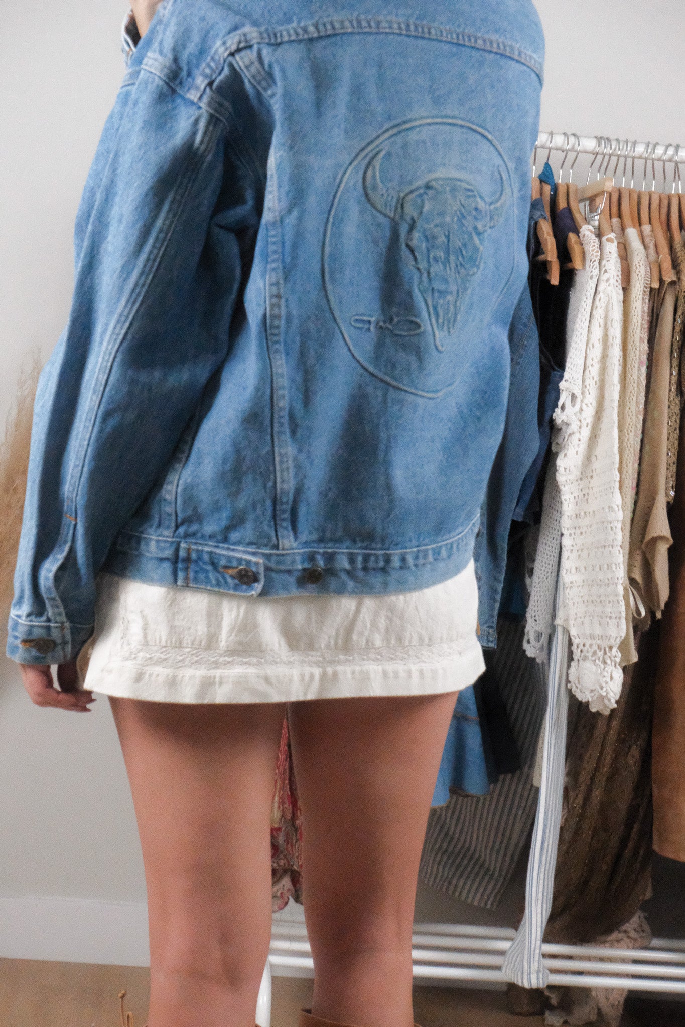 Made in USA x Vintage x Denim Embossed Jacket (XS-M)