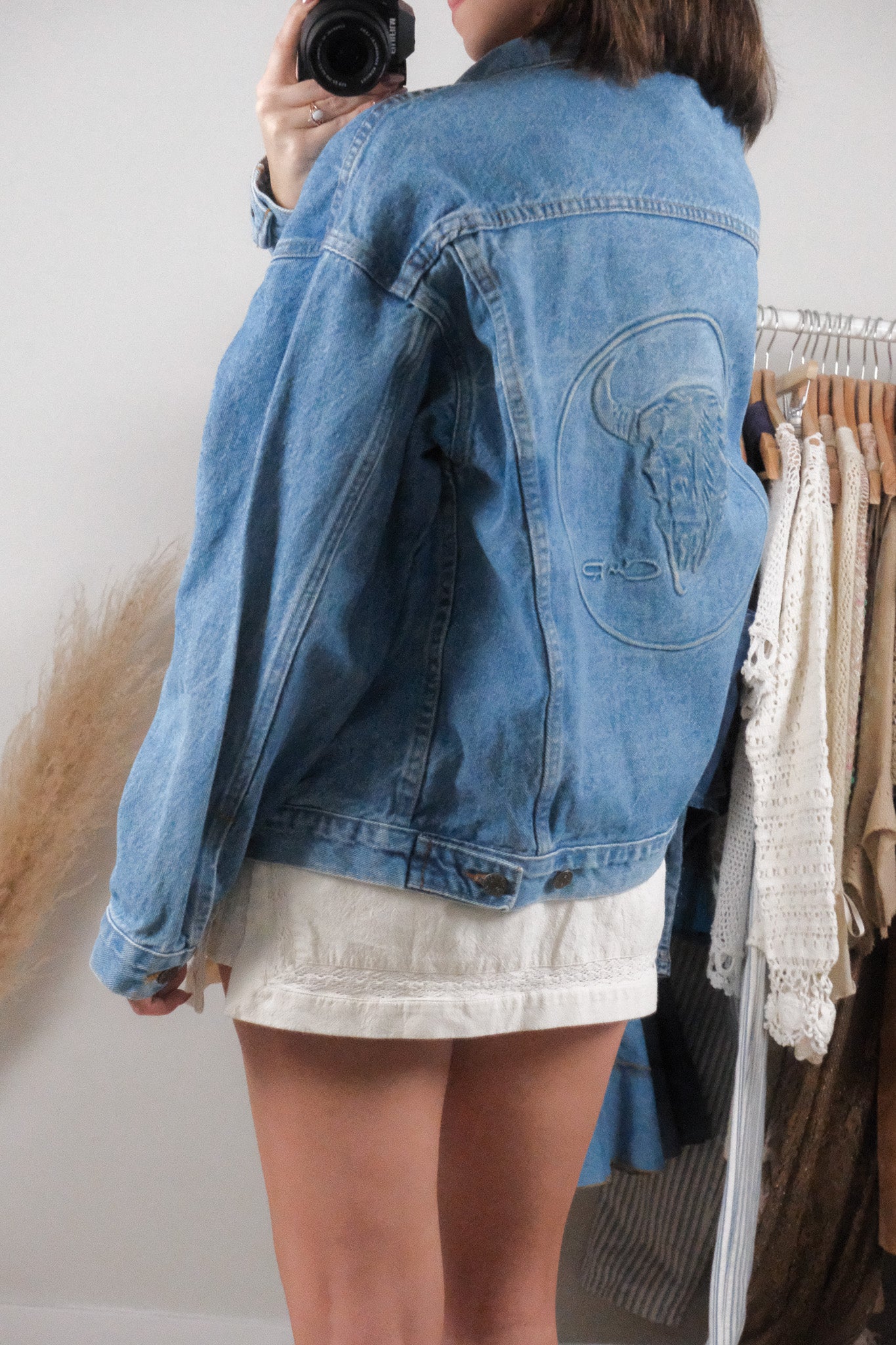 Made in USA x Vintage x Denim Embossed Jacket (XS-M)