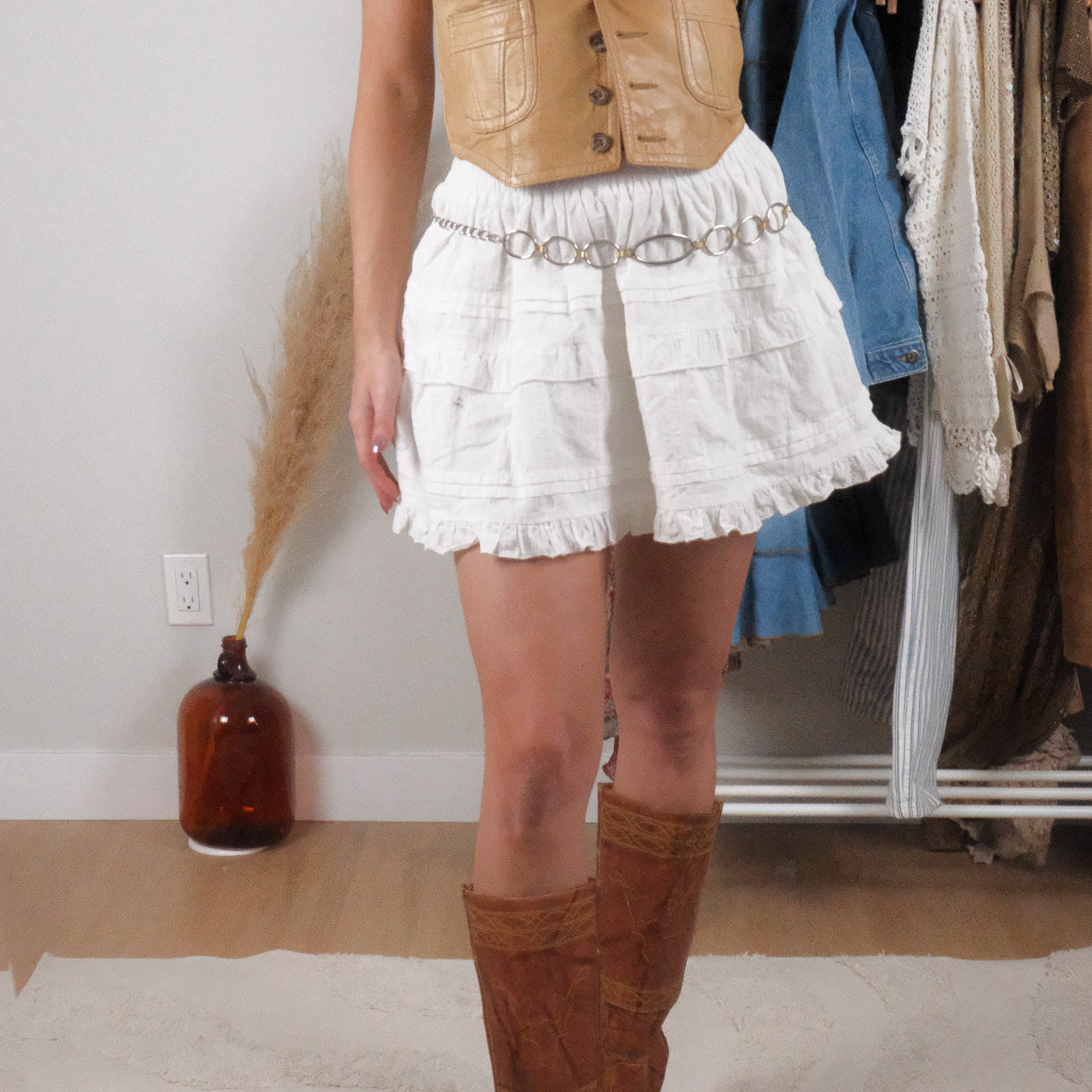 Modern x Cotton Ruffle Textured Mini Skirt (S)