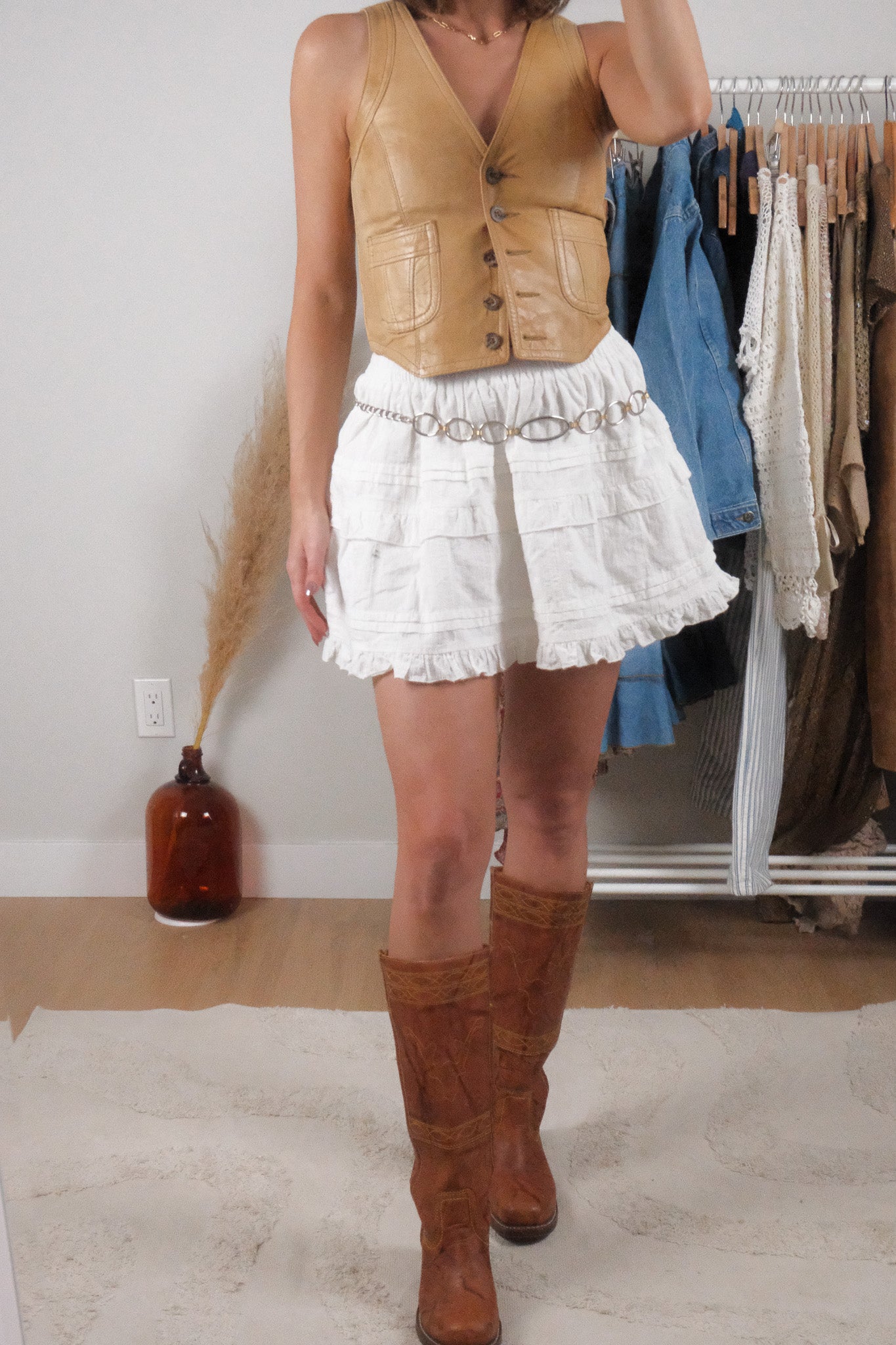 Modern x Cotton Ruffle Textured Mini Skirt (S)