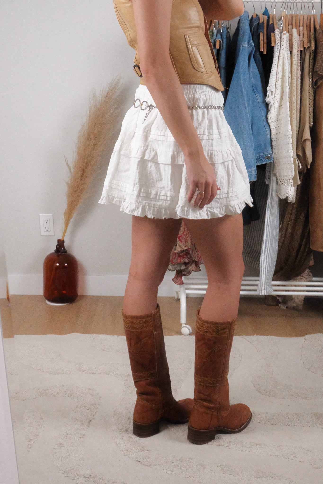 Modern x Cotton Ruffle Textured Mini Skirt (S)