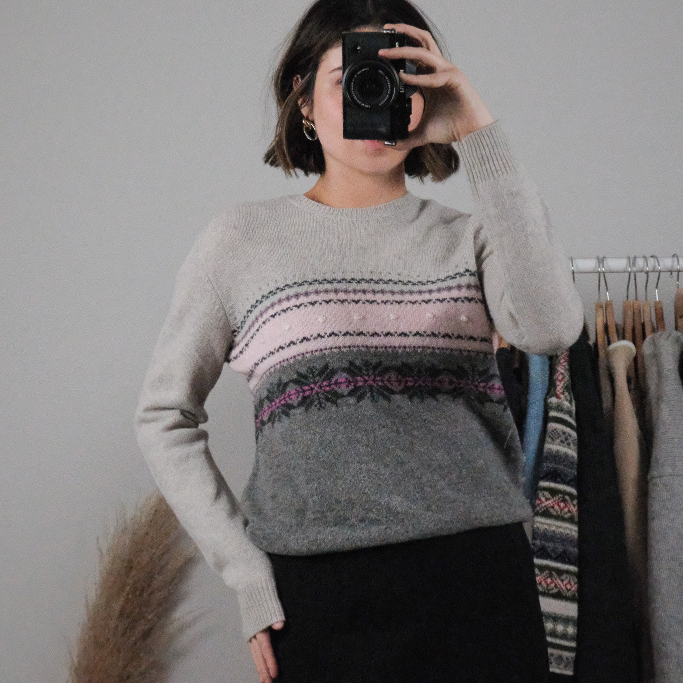 Vintage x Deadstock x Wool Beaded Patterned Knit (S)