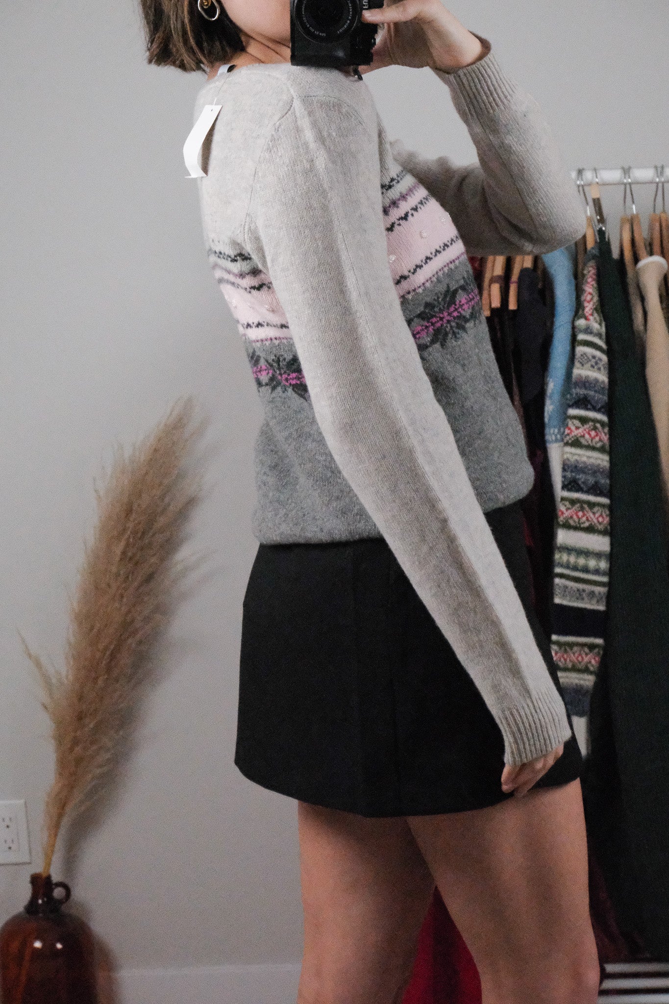 Vintage x Deadstock x Wool Beaded Patterned Knit (S)