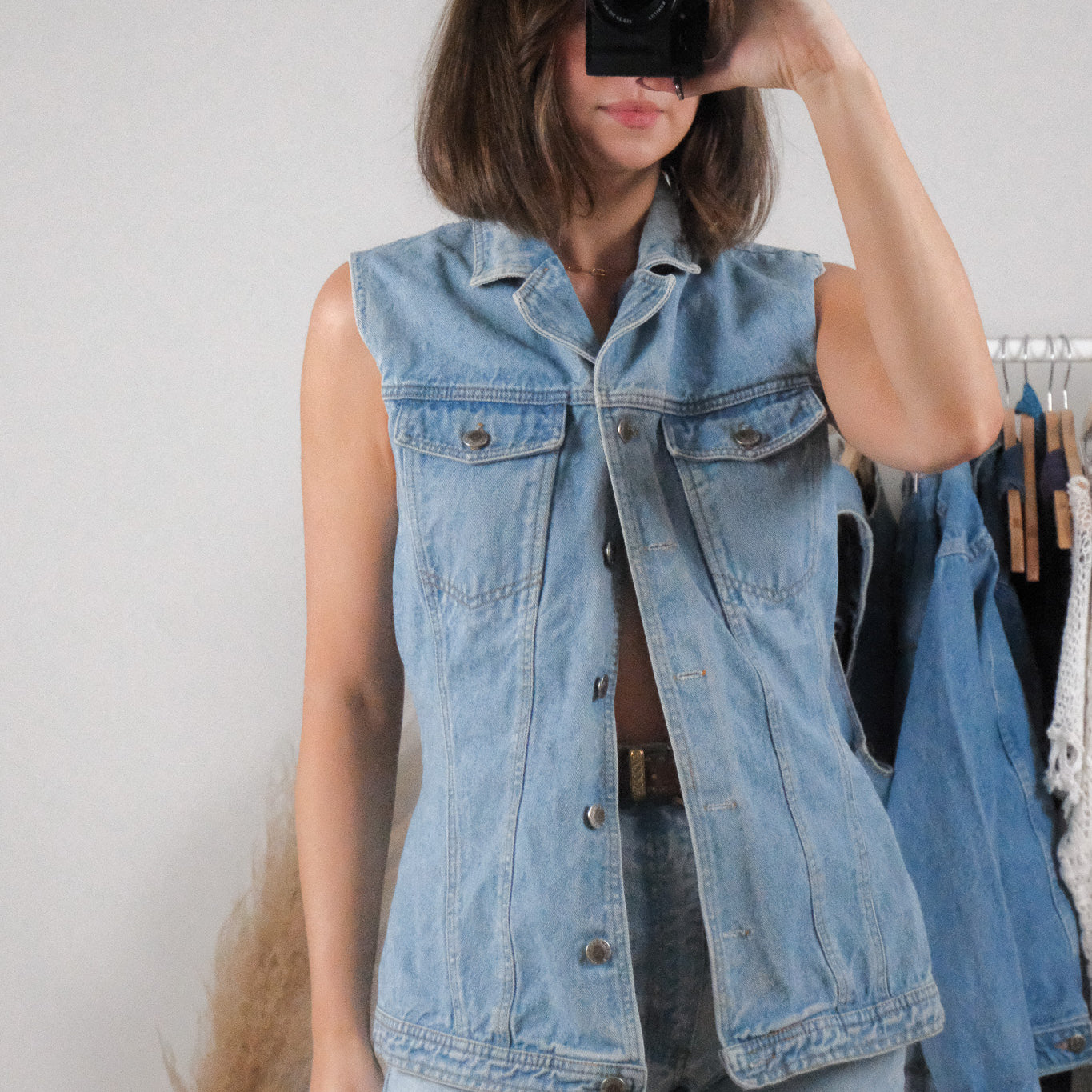 Vintage x Cotton Denim Long Vest (M)